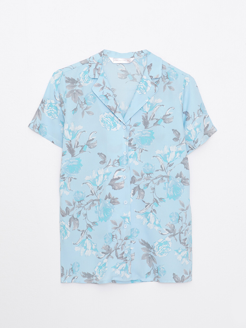 Shirt Neck Patterned Short Sleeve Viscose Women's Pajama Set-6