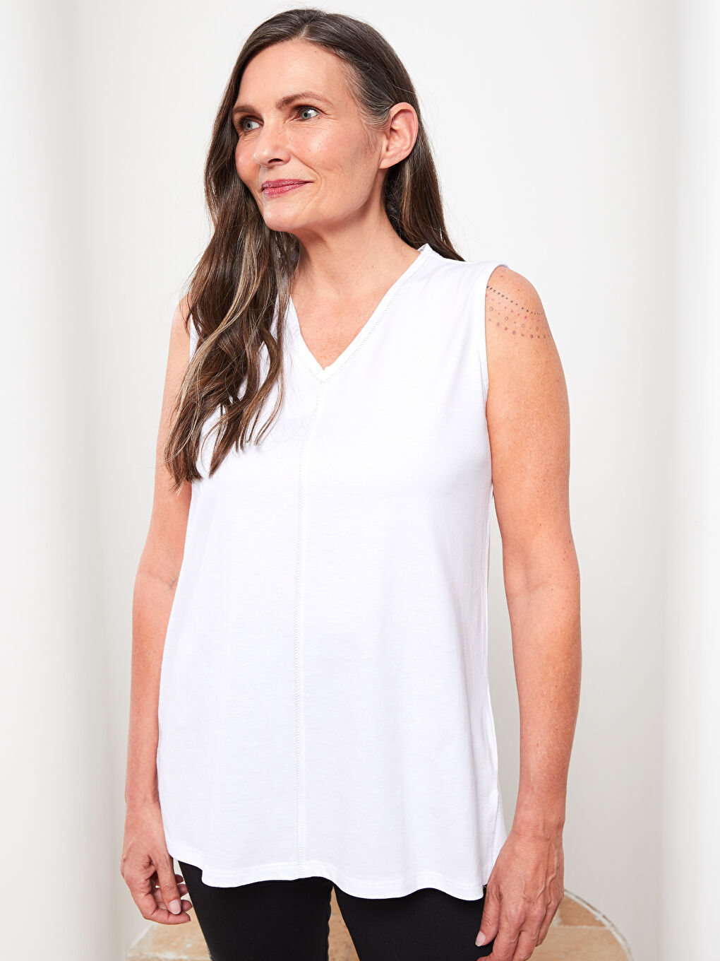 V-Neck Plain Cotton Women's Singlet-2