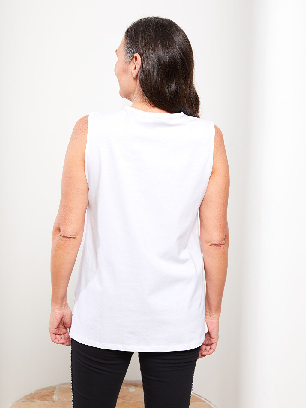 V-Neck Plain Cotton Women's Singlet-4