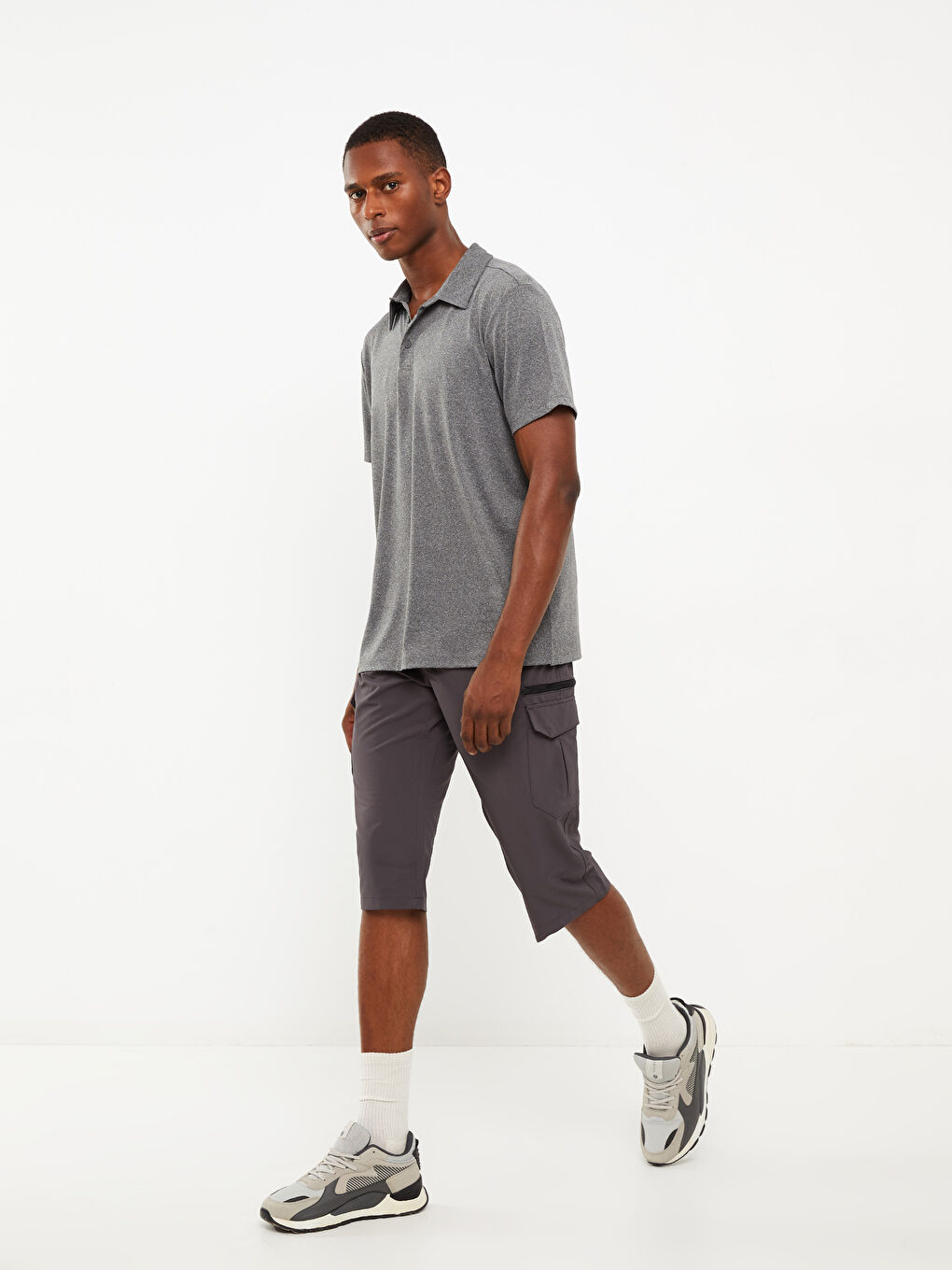 Gri Standart Kalıp Erkek Bermuda Şort