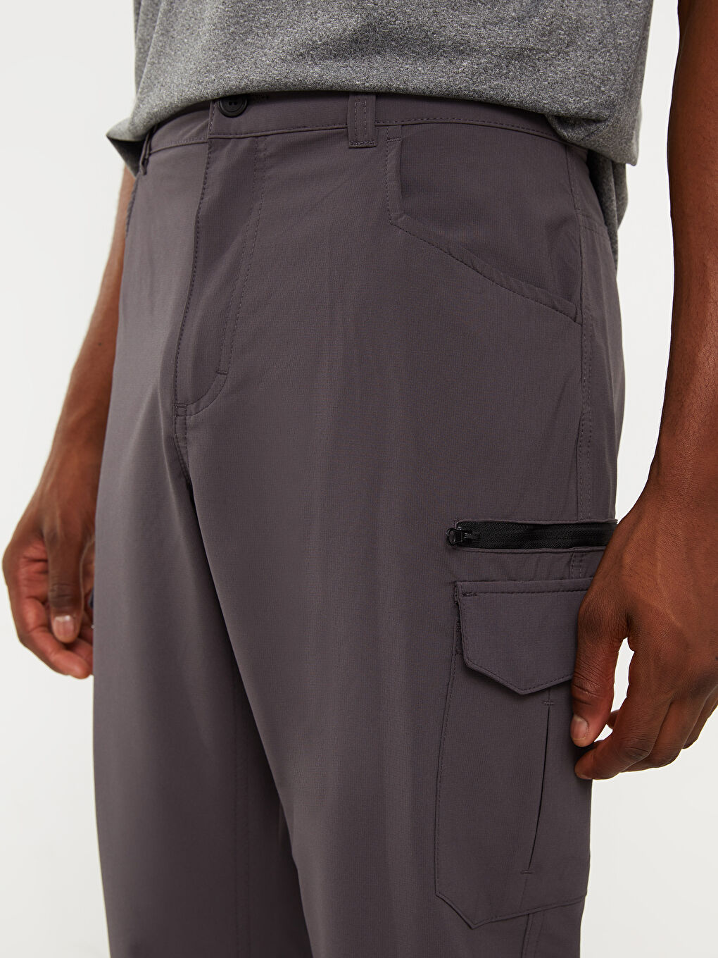 Gri Standart Kalıp Erkek Bermuda Şort-4