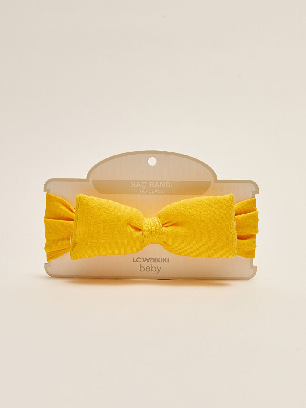 Sarı Fiyonk Detaylı Pamuklu Kız Bebek Saç Bandı