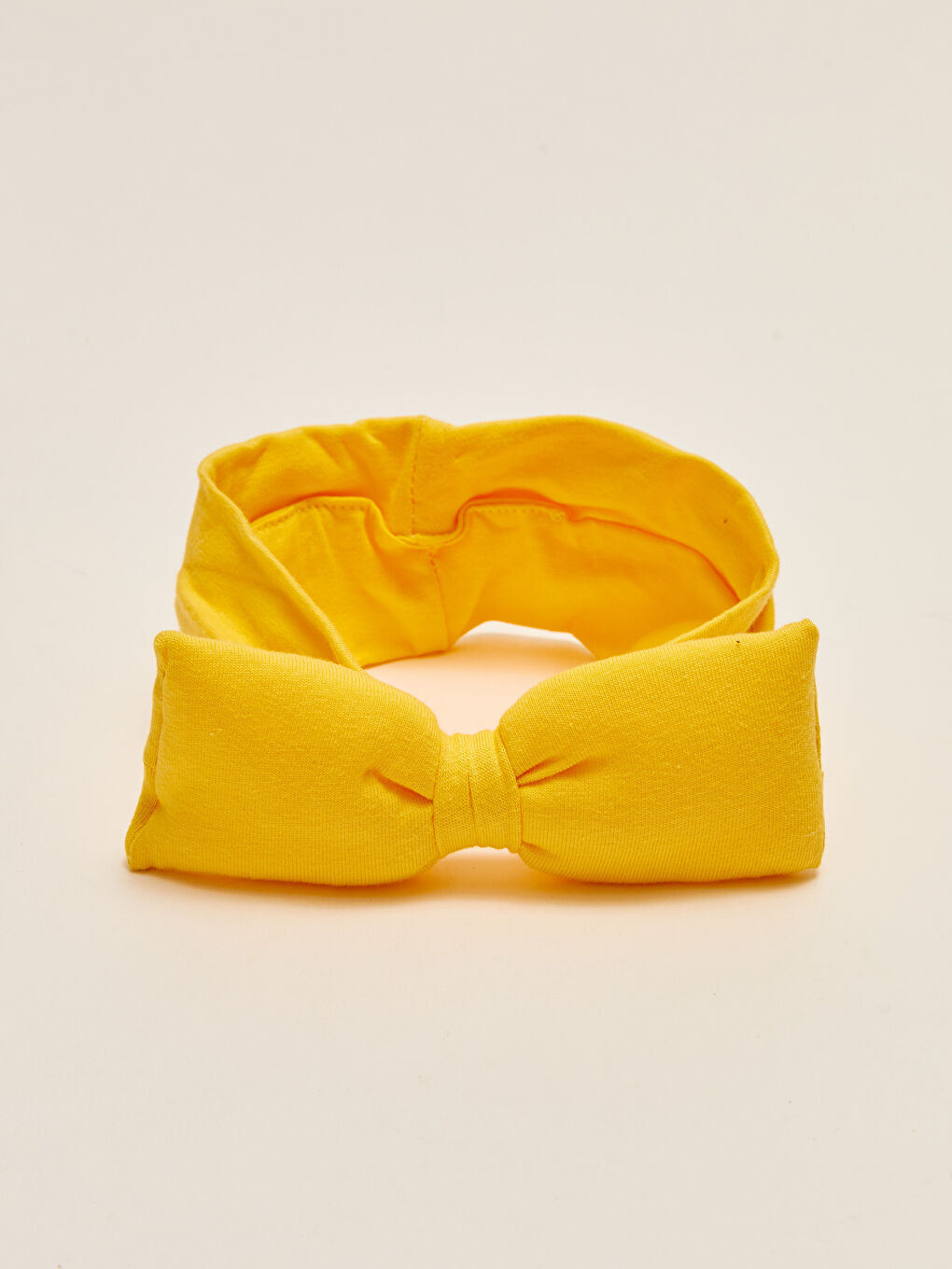 Sarı Fiyonk Detaylı Pamuklu Kız Bebek Saç Bandı-1