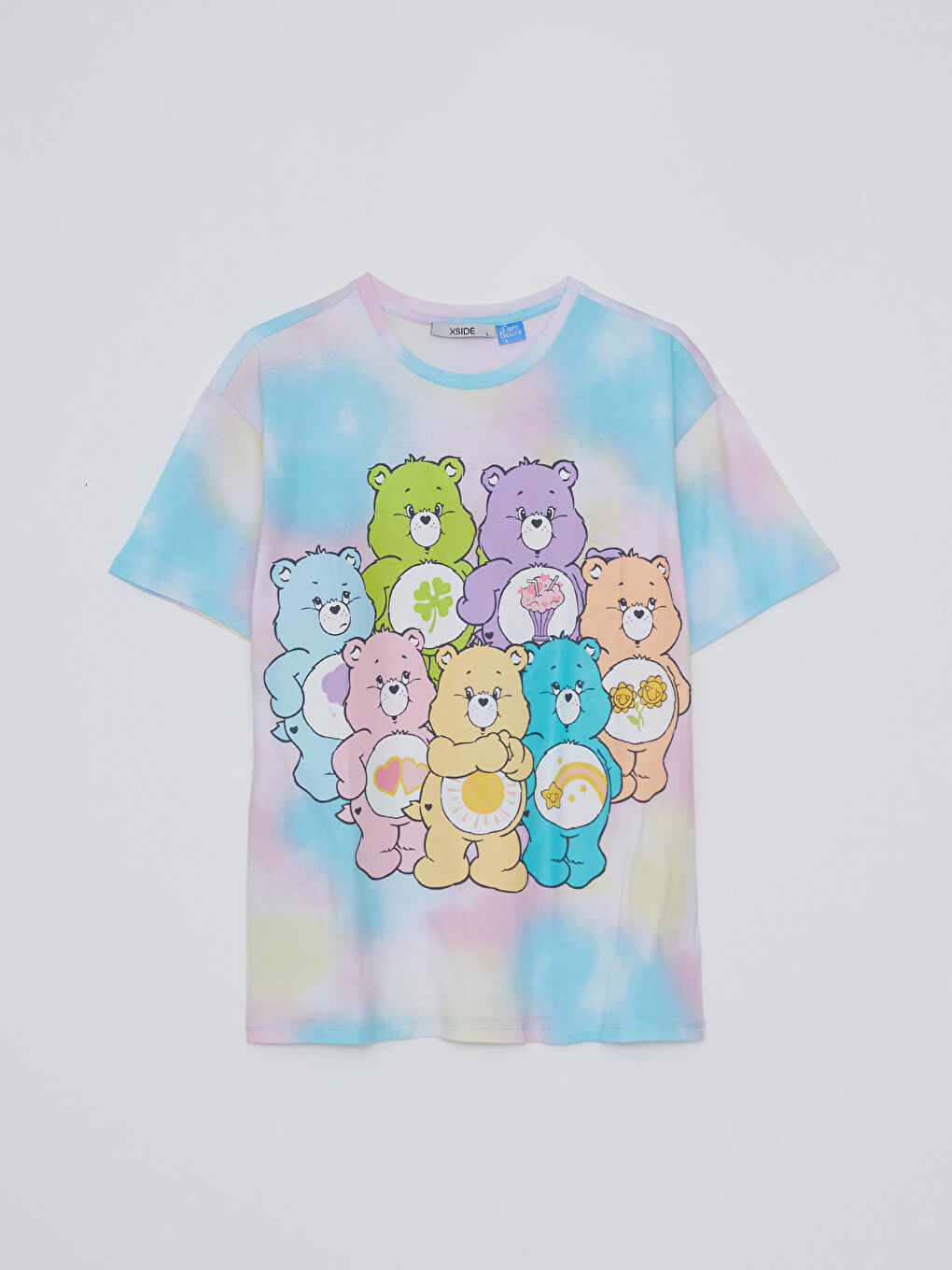T-shirt en Coton à Manches Courtes Imprimé Care Bears à Col Rond pour Femmes-5