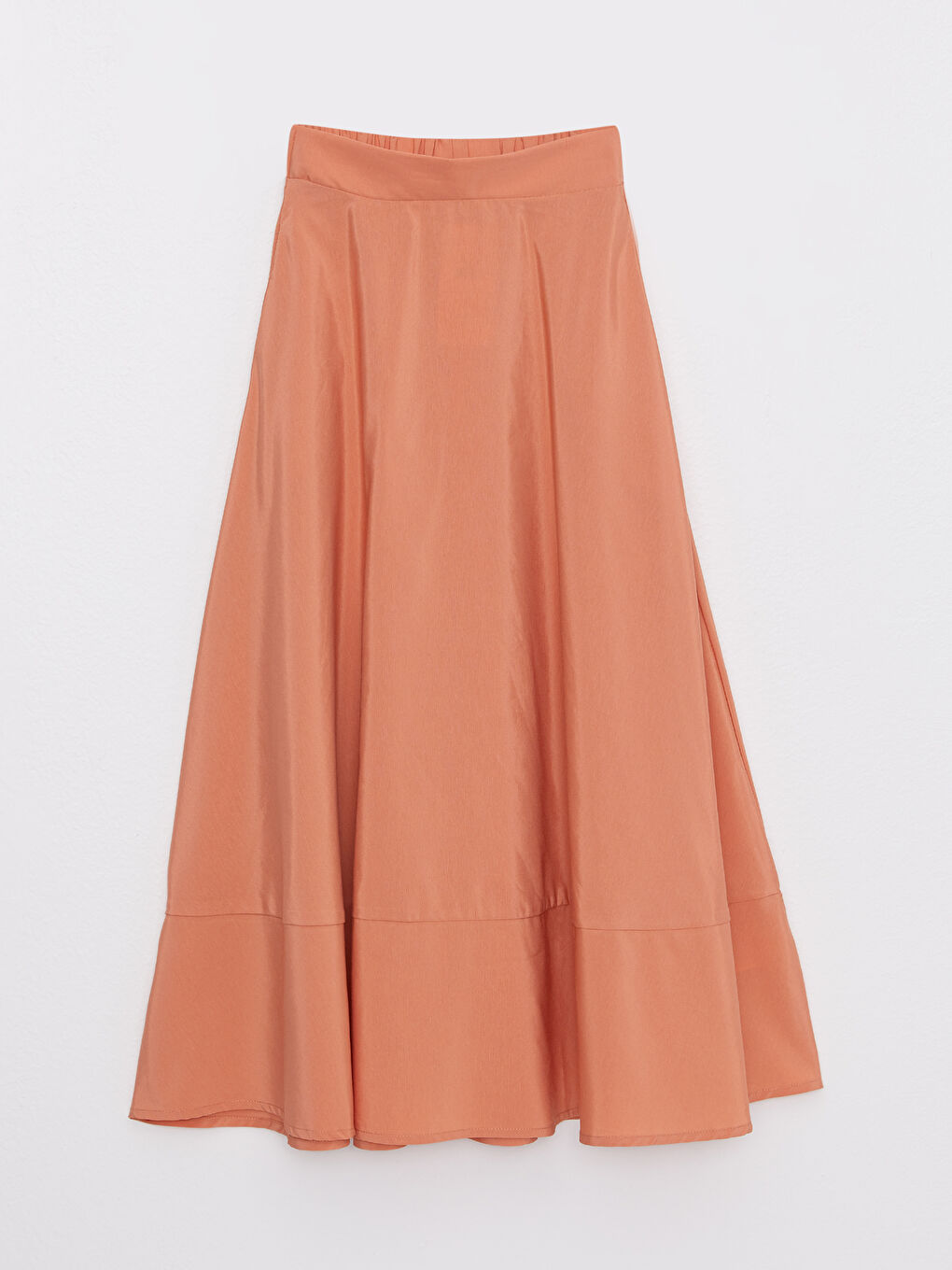 Pembe Beli Lastikli Düz Poplin Kadın Volanlı Etek-4