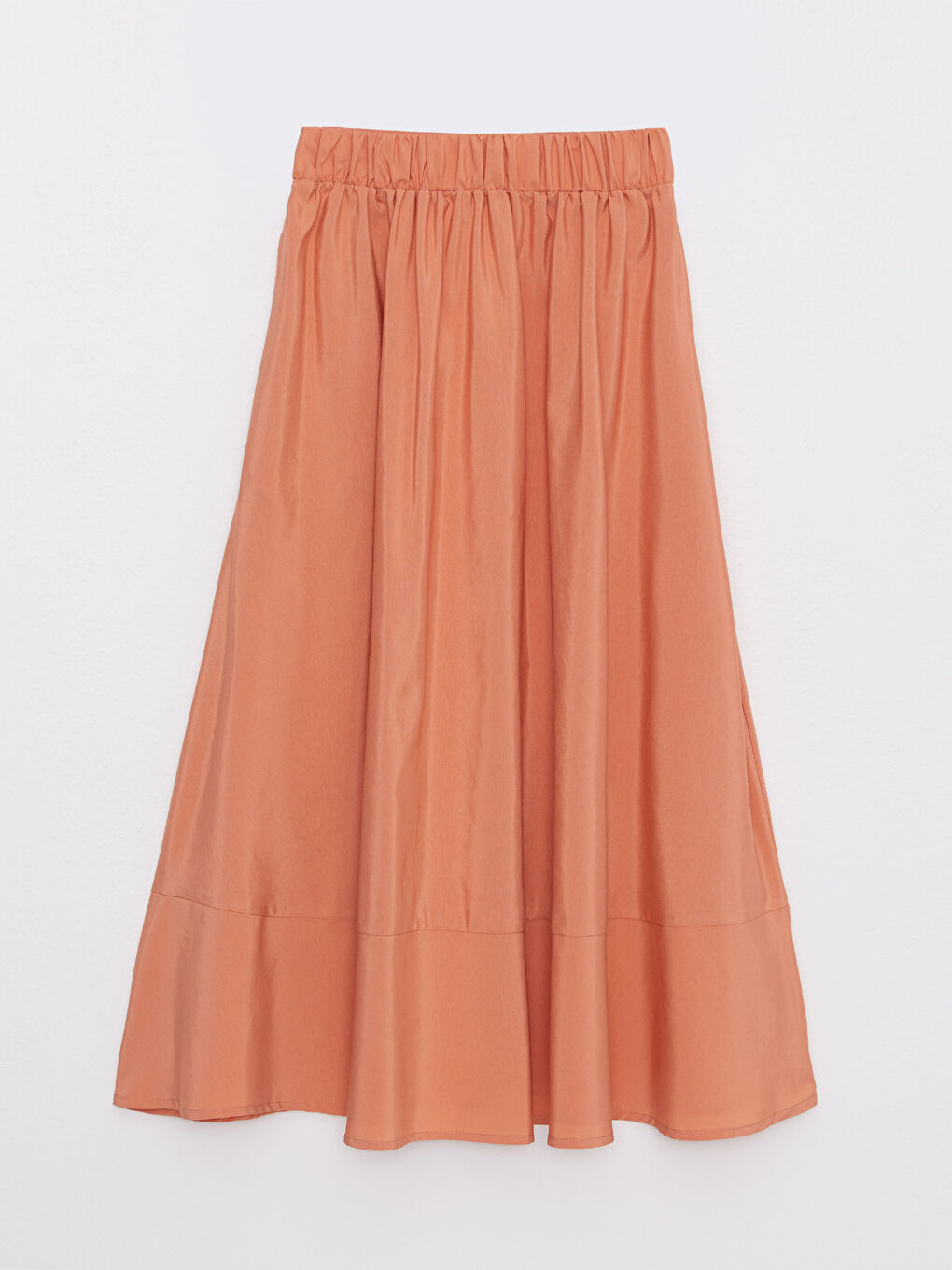 Pembe Beli Lastikli Düz Poplin Kadın Volanlı Etek-5