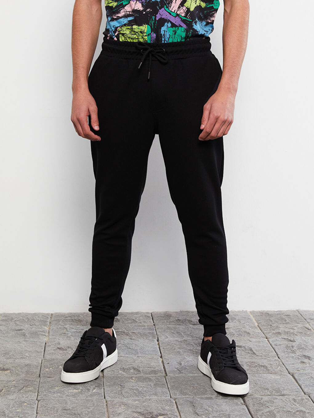 Siyah Slim Fit Erkek Eşofman Altı-3