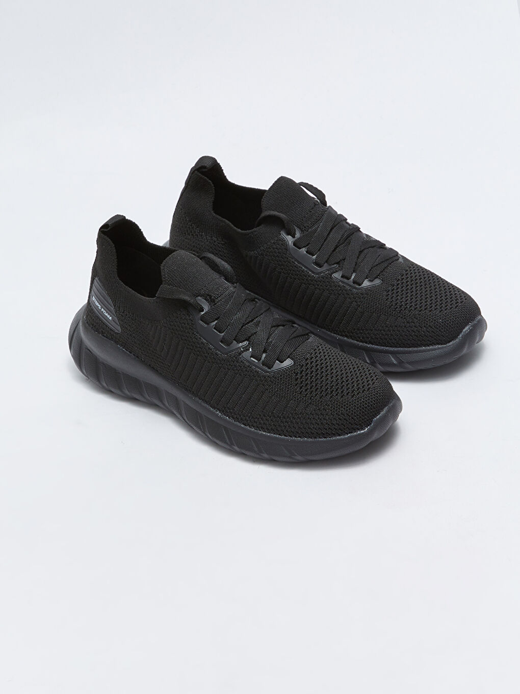 Siyah File Detaylı Kalın Taban Kadın Aktif Spor Ayakkabı