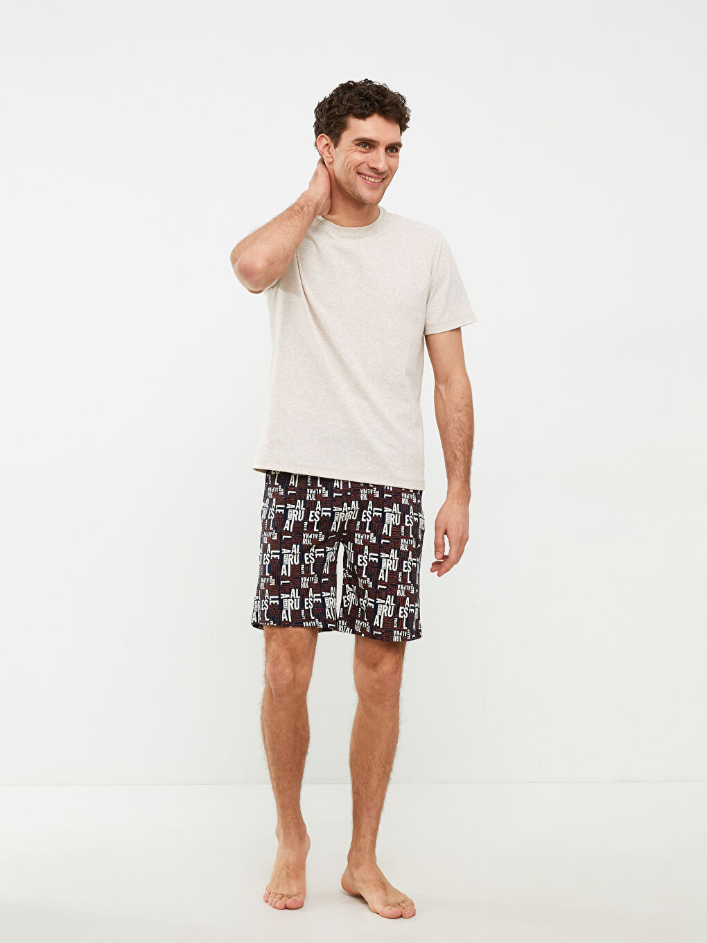Ерлерге арналған стандартты пішім пижама шалбарлары шорты-1