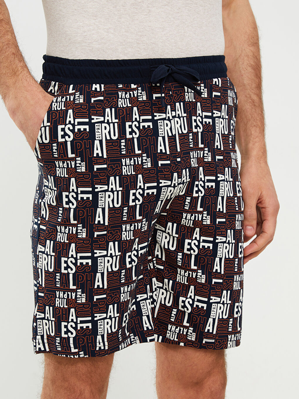 Ерлерге арналған стандартты пішім пижама шалбарлары шорты-2