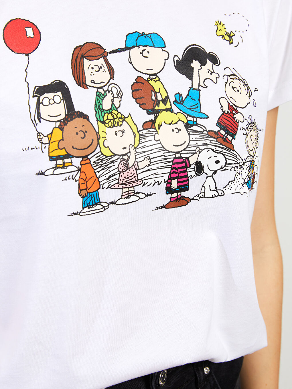 Crew Neck Snoopy Printed Short Sleeve Cotton Women's T-Shirt-3