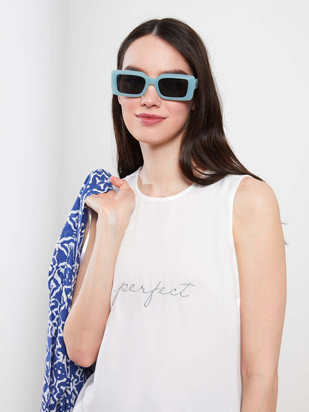 Crew Neck Embroidered Sleeveless Viscose Women's Tunic-2