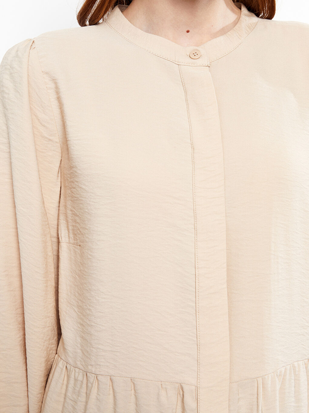 Grandad Collar Plain Long Sleeve Women's Tunic-3