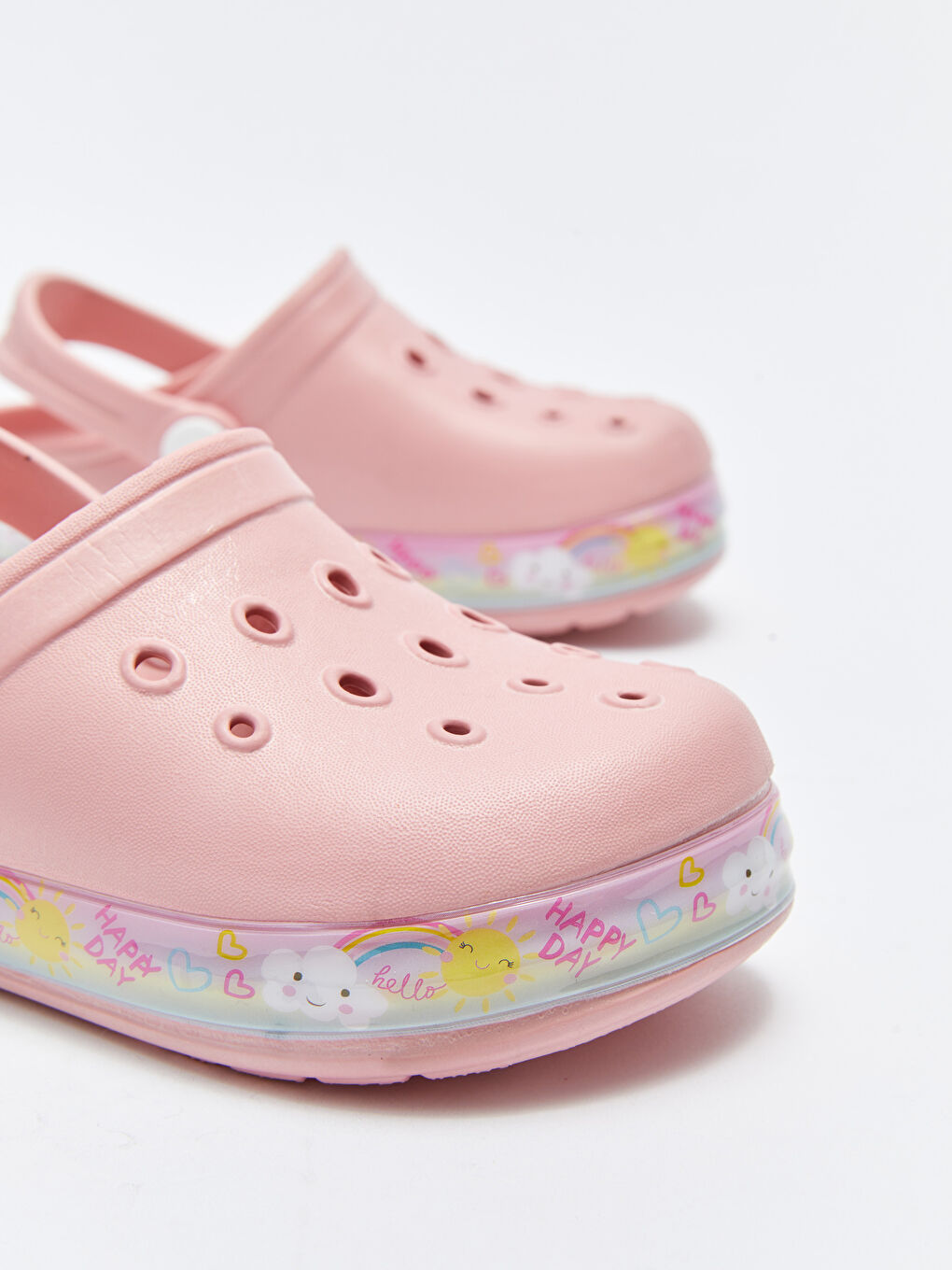 Pembe Işıklı Önü Kapalı Kız Bebek Plaj Sandaleti-3