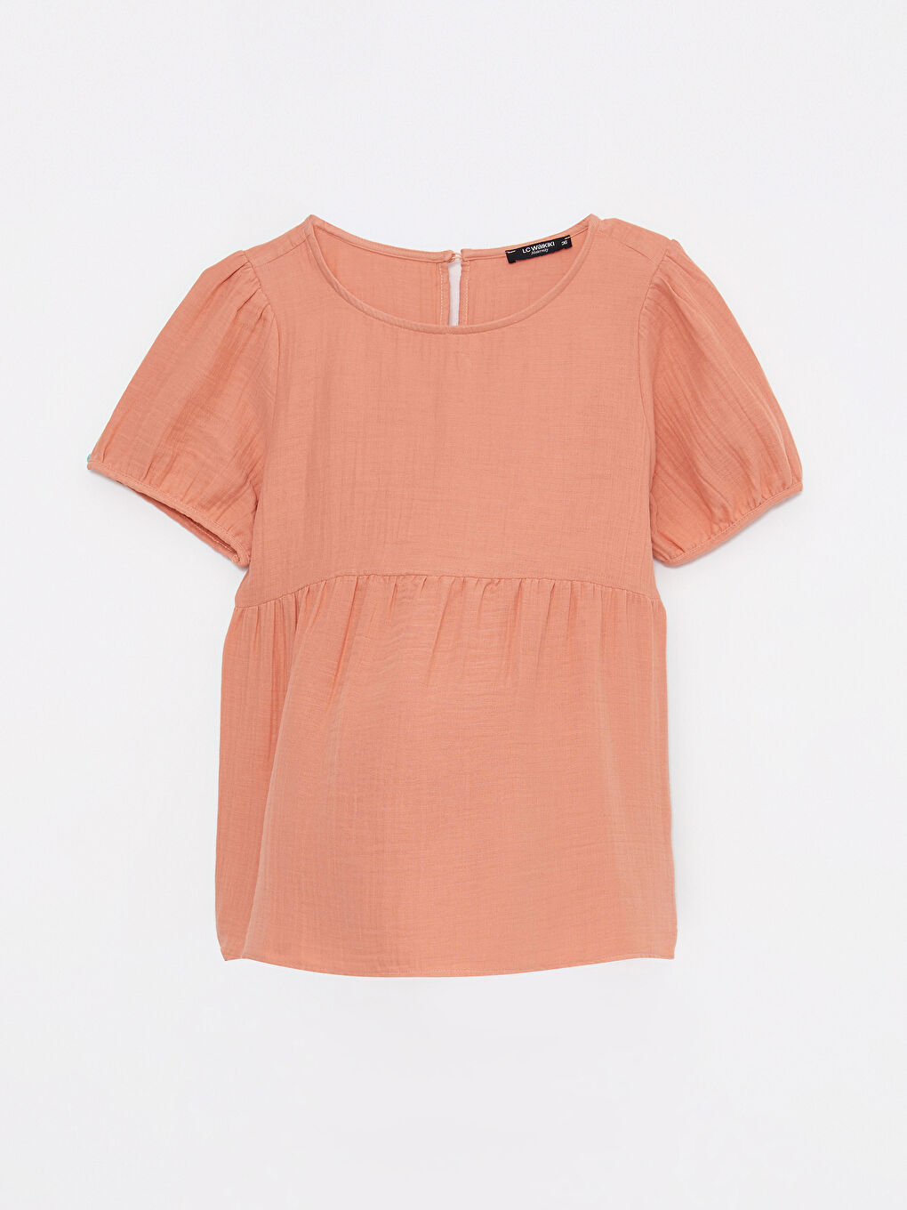 Blouse de maternité en tissu mousseline à manches courtes et col rond droit-3