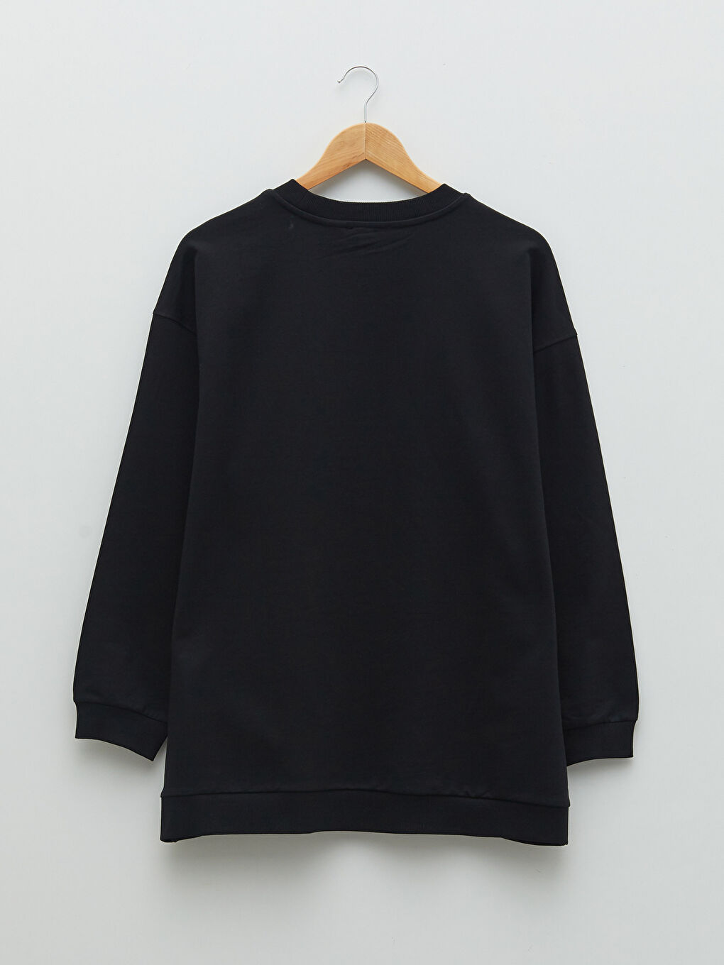 Siyah Büyük Beden Bisiklet Yaka Mickey Mouse Baskılı Uzun Kollu Kadın Sweatshirt-6