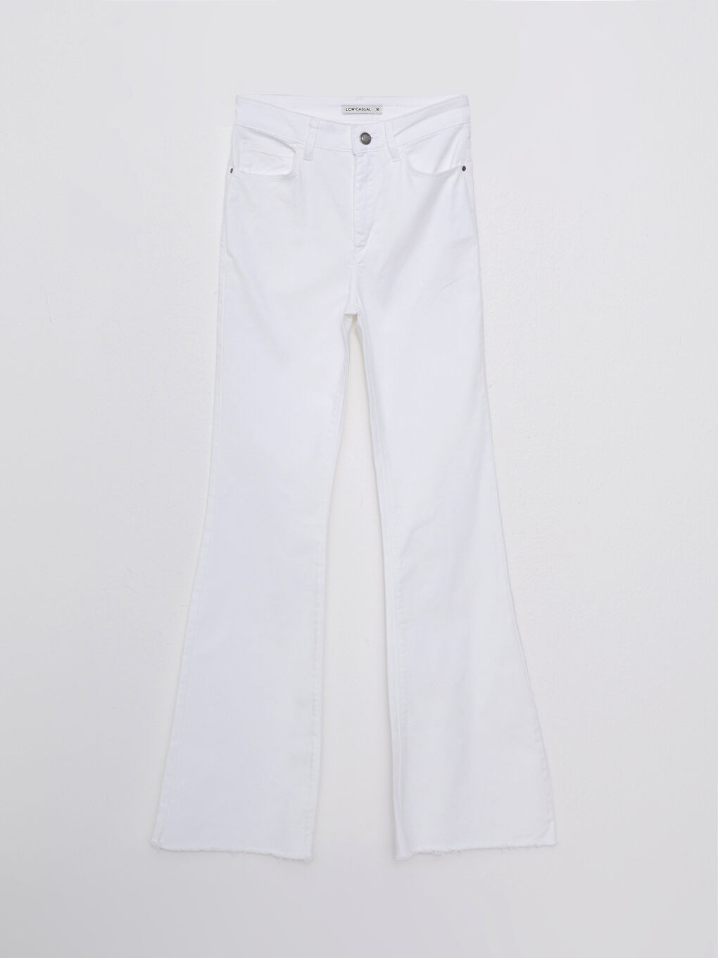 Beyaz Standart Fit Düz Cep Detaylı Gabardin Kadın Pantolon-5