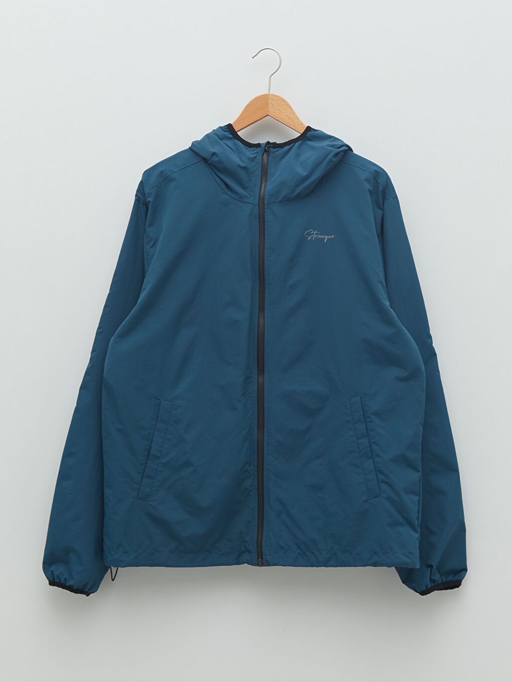 Lacivert Standart Kalıp Kapüşonlu Erkek Yağmurluk-6