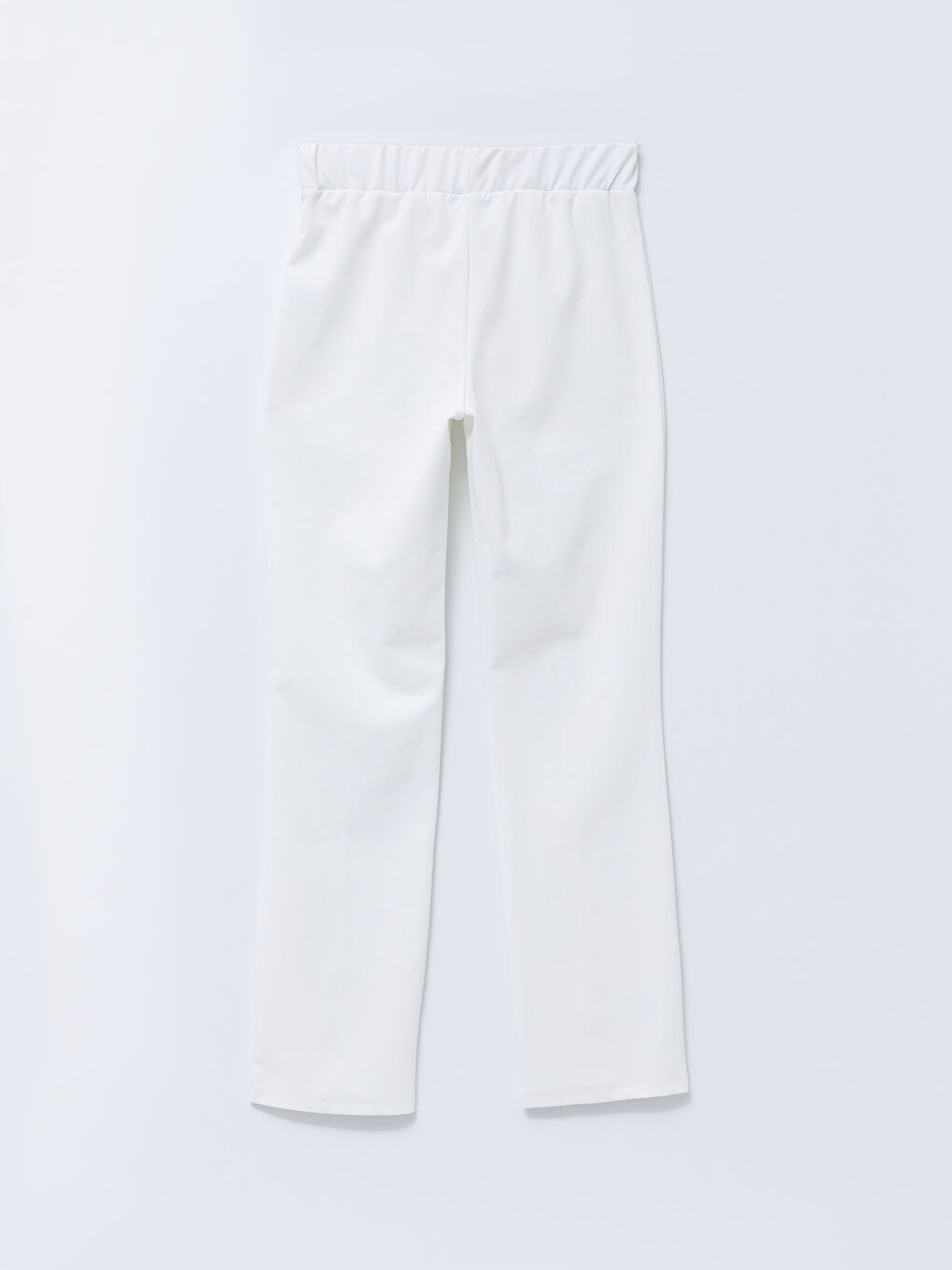 Ekru Beli Lastikli Düz Krep Kadın Eşofman Altı-6