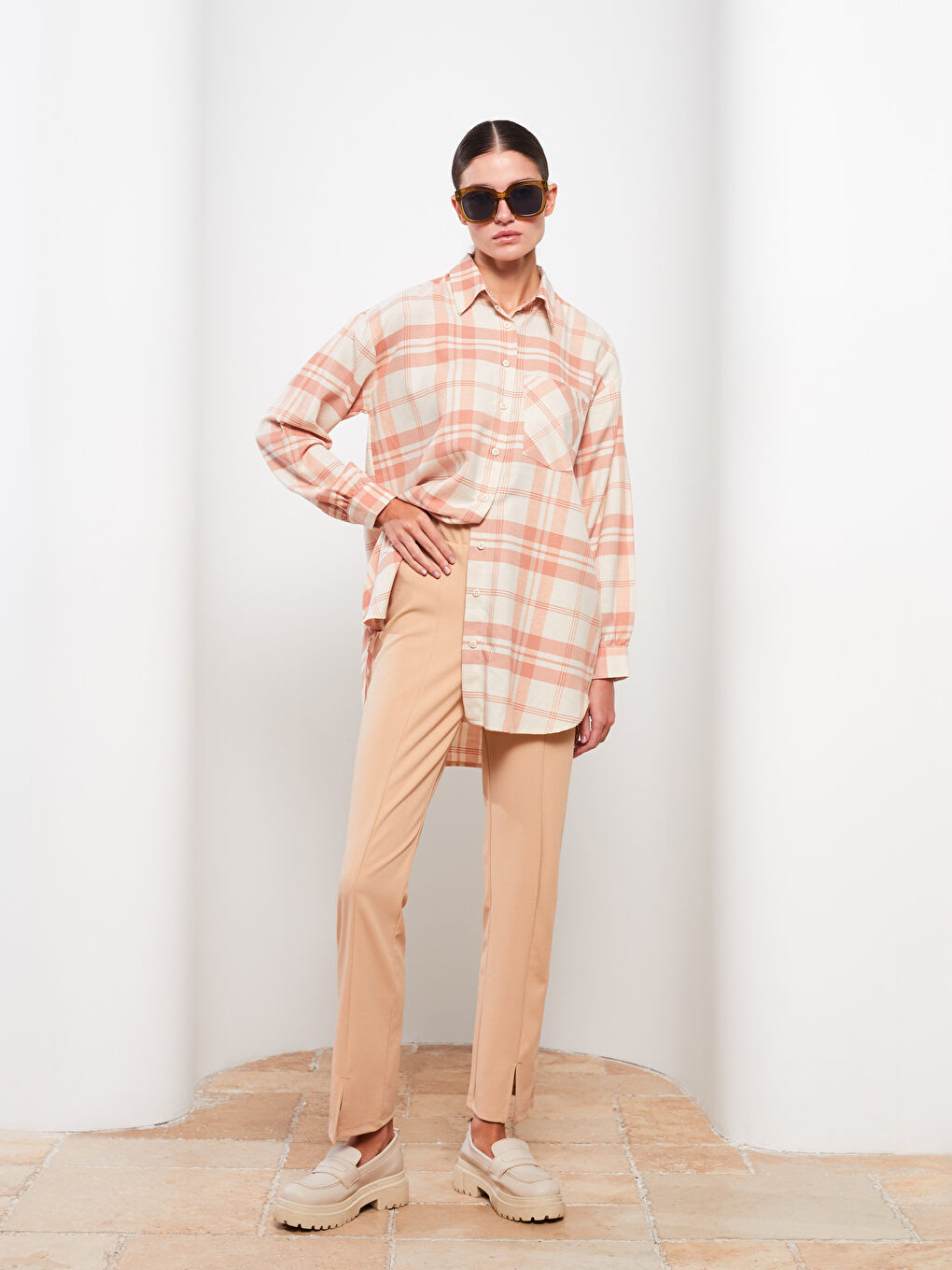 Elastic Waist Plain Crepe Women's Sweatpants