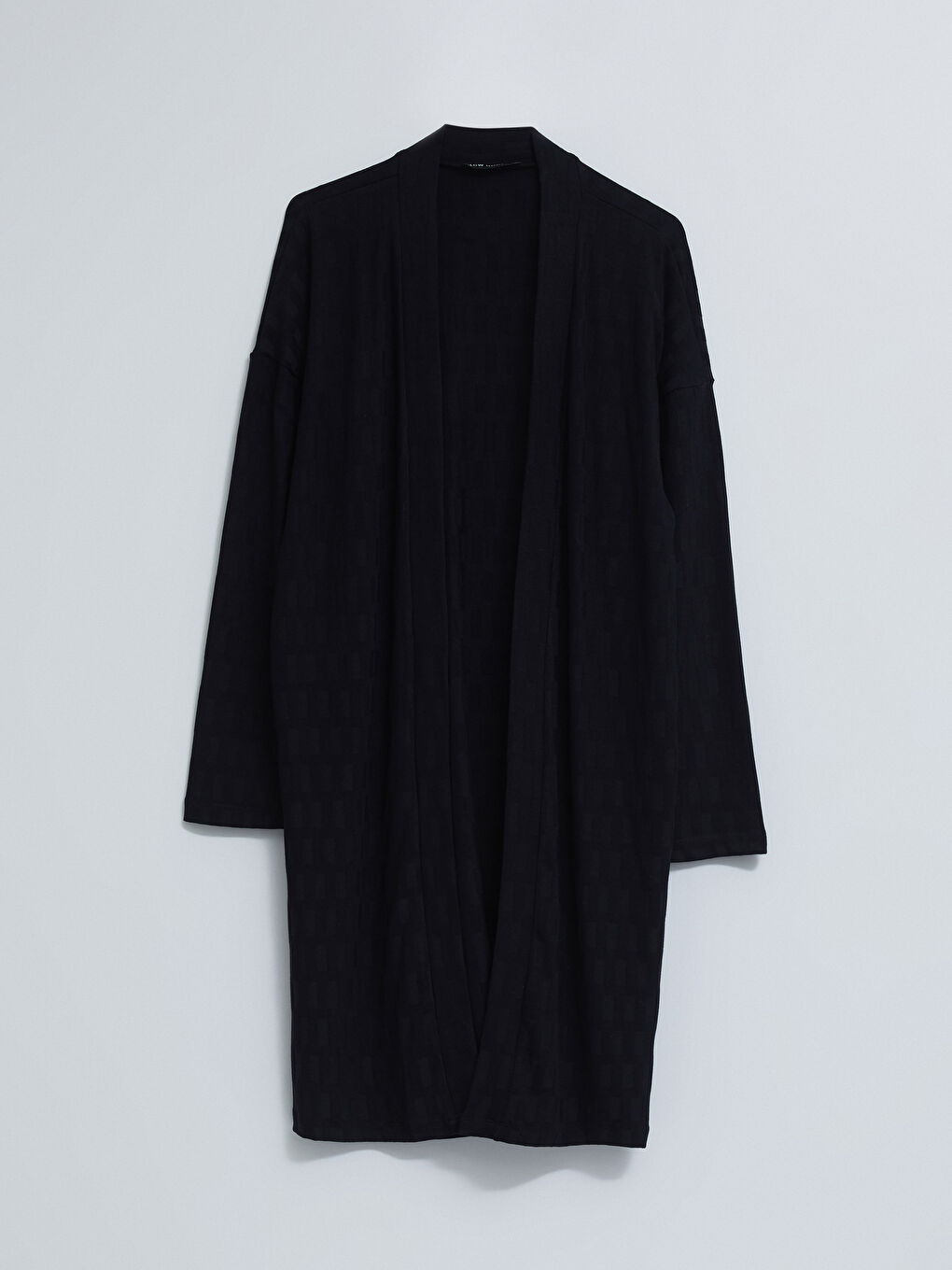 Siyah Şal Yaka Düz Uzun Kollu Kadın Hırka-4