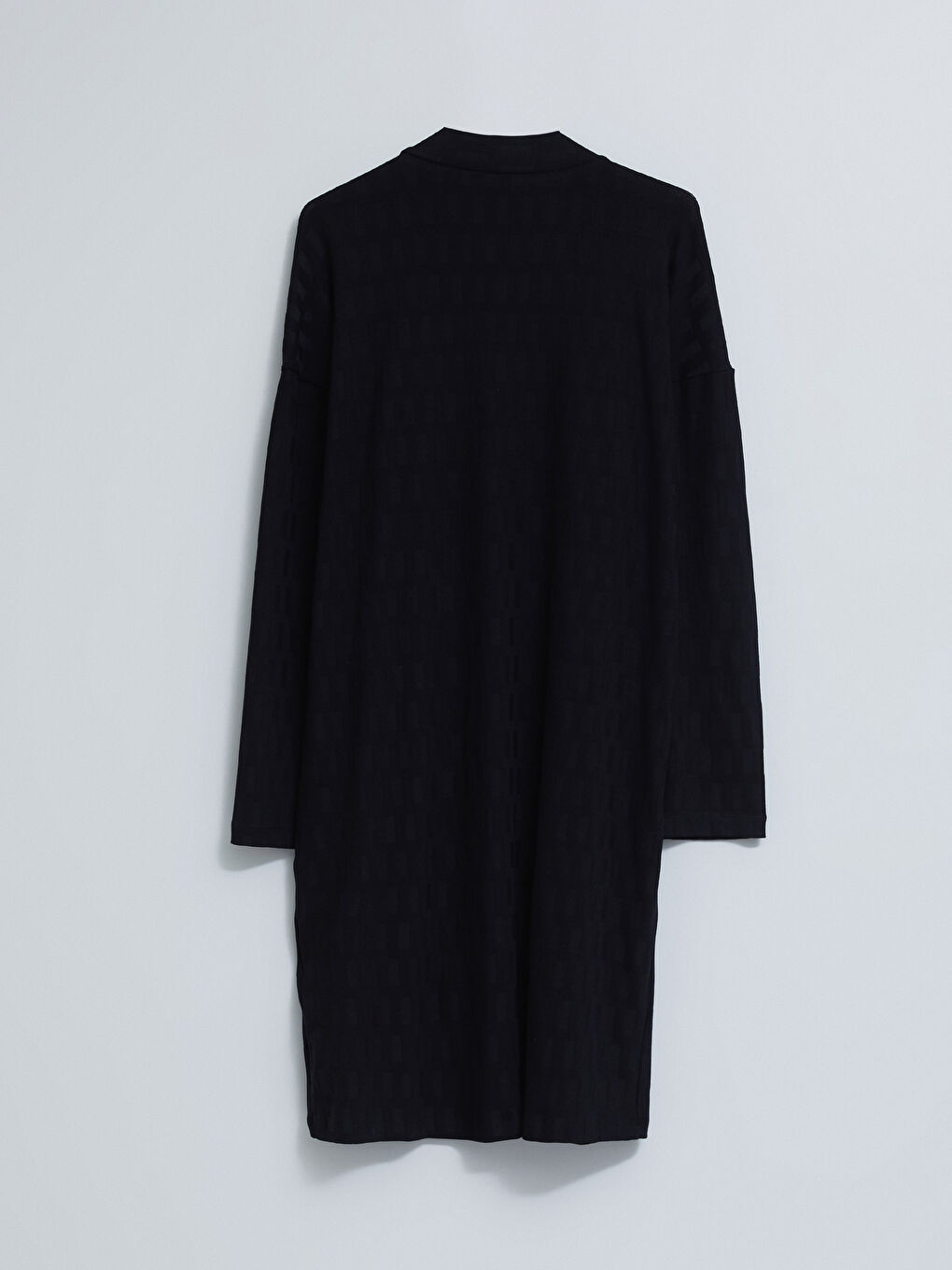 Siyah Şal Yaka Düz Uzun Kollu Kadın Hırka-5