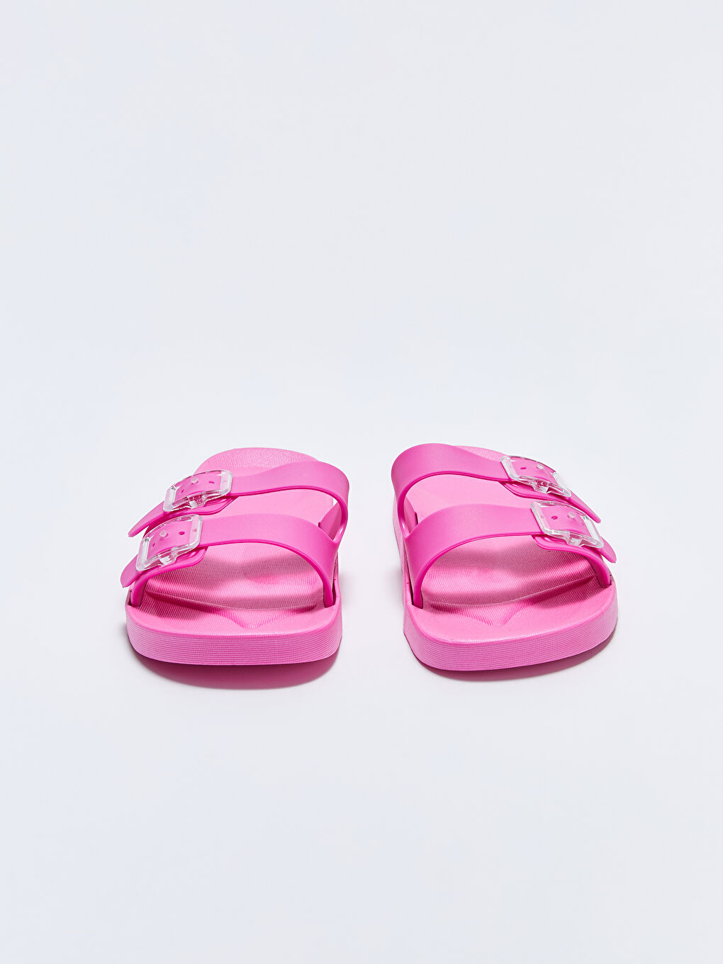 Double Band Buckle Detailed Girls Beach Slippers-2