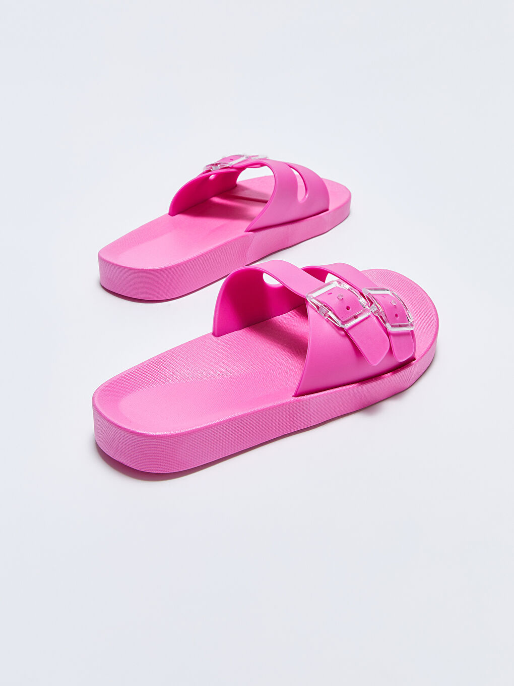 Double Band Buckle Detailed Girls Beach Slippers-3
