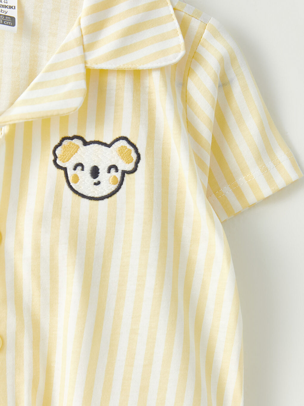 Sarı Polo Yaka Kısa Kollu Nakış Detaylı Erkek Bebek Pijama Takımı-8