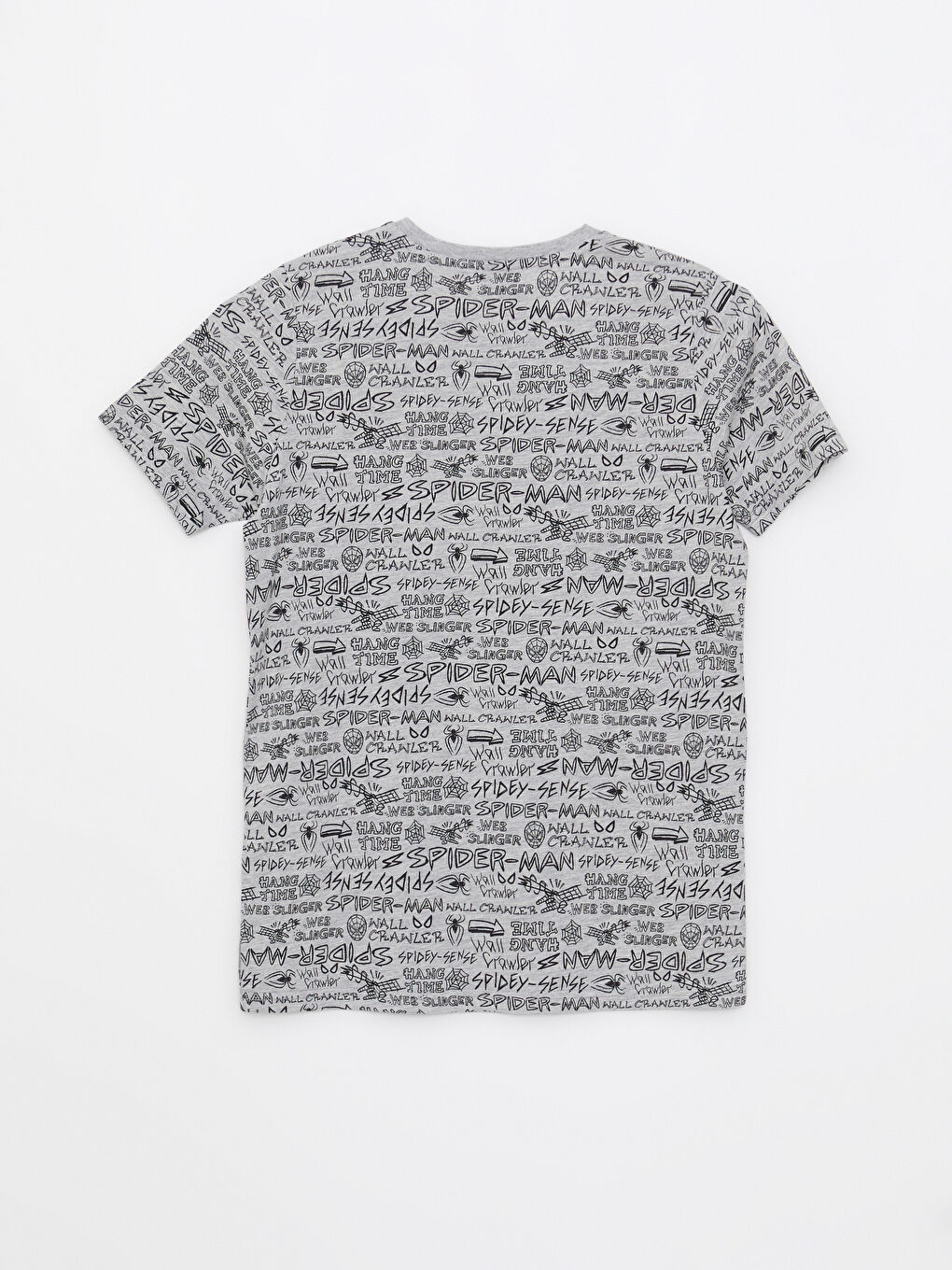 Gri Bisiklet Yaka Spider-Man Baskılı Kısa Kollu Erkek Çocuk Şortlu Pijama Takımı-2