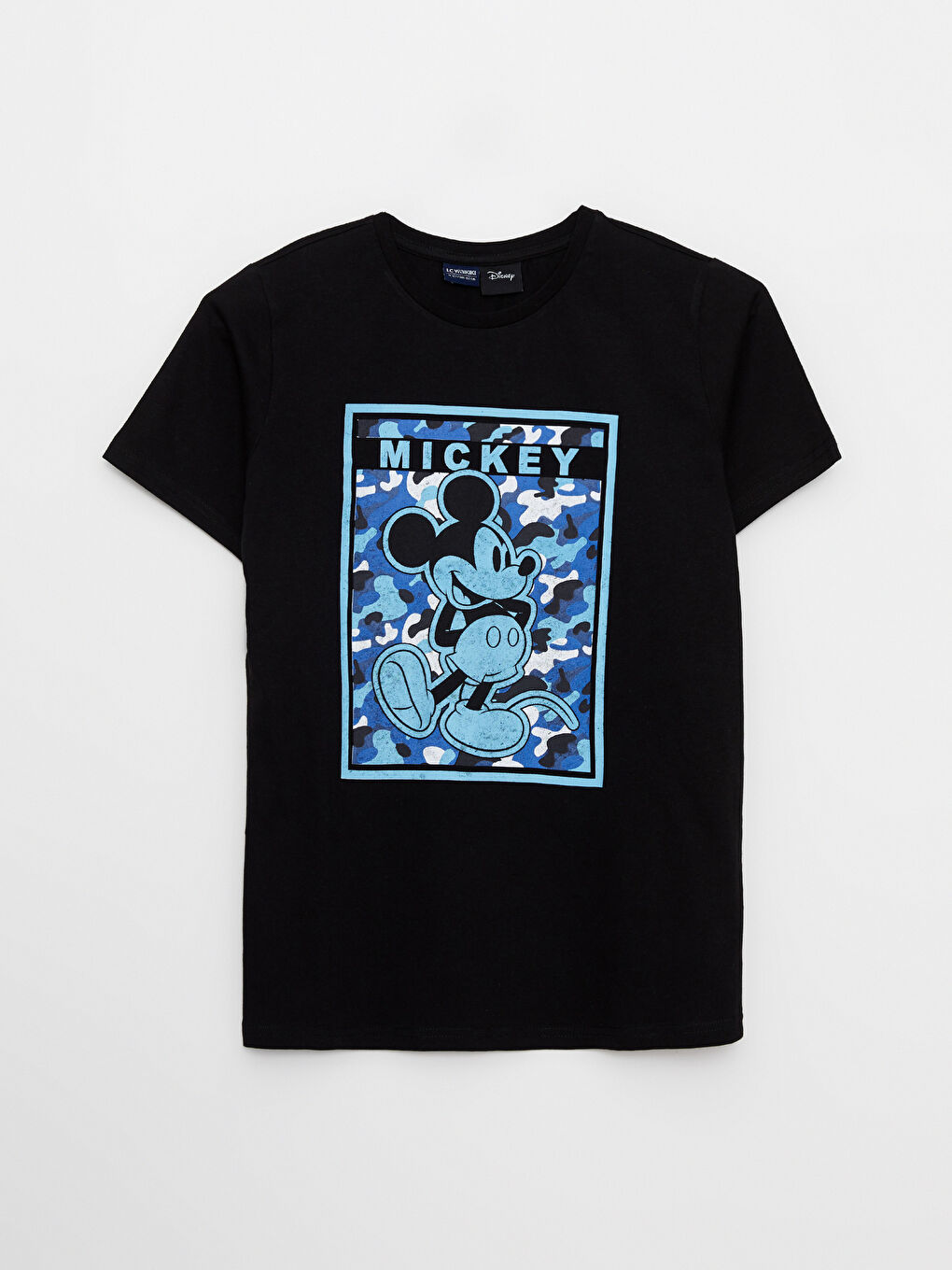 Siyah Bisiklet Yaka Mickey Mouse Baskılı Kısa Kollu Erkek Çocuk Şortlu Pijama Takımı-1