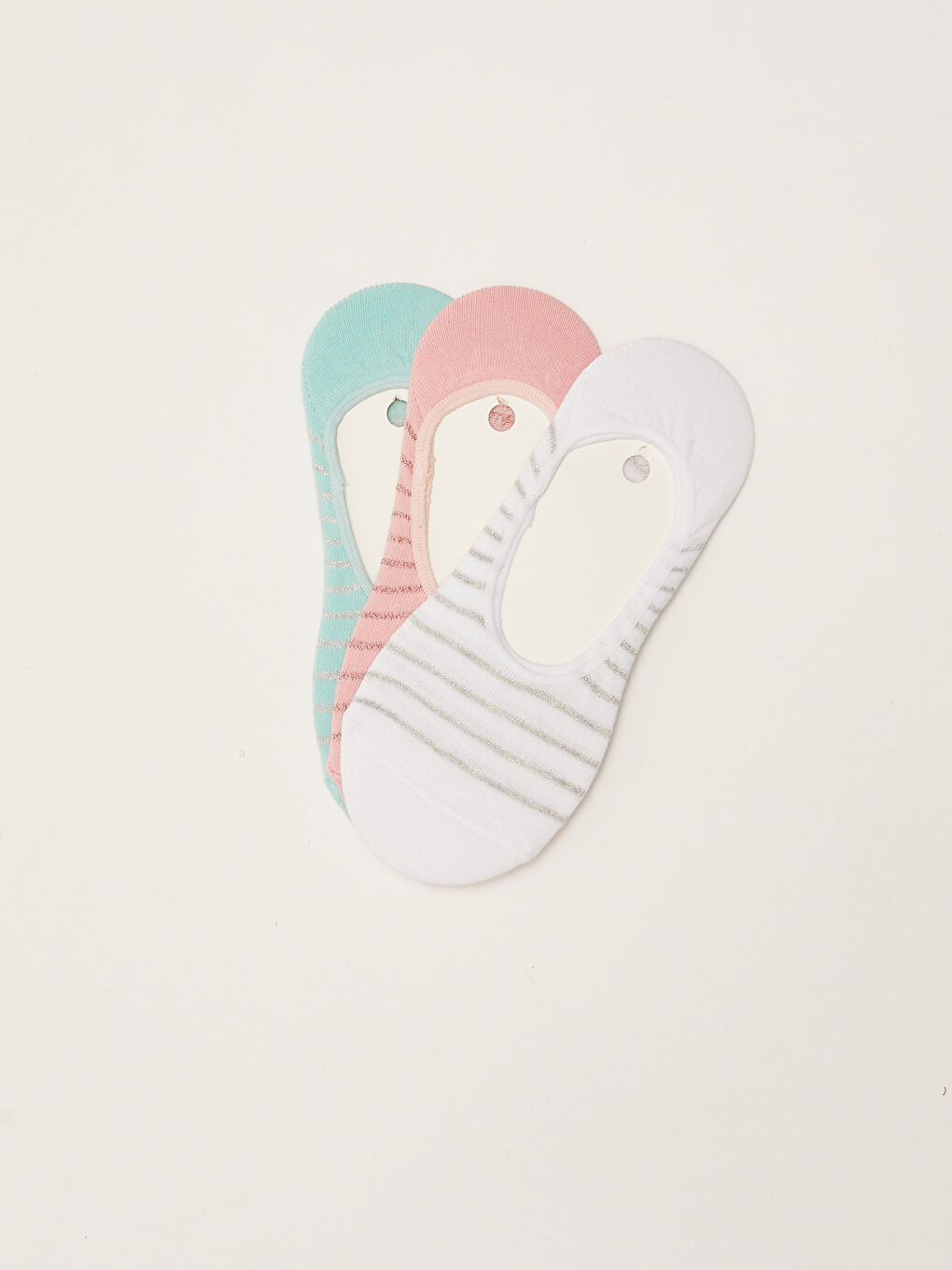 Beyaz Çizgili Kadın Babet Çorap 3'lü