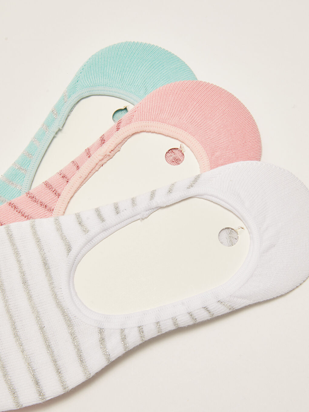 Beyaz Çizgili Kadın Babet Çorap 3'lü-2