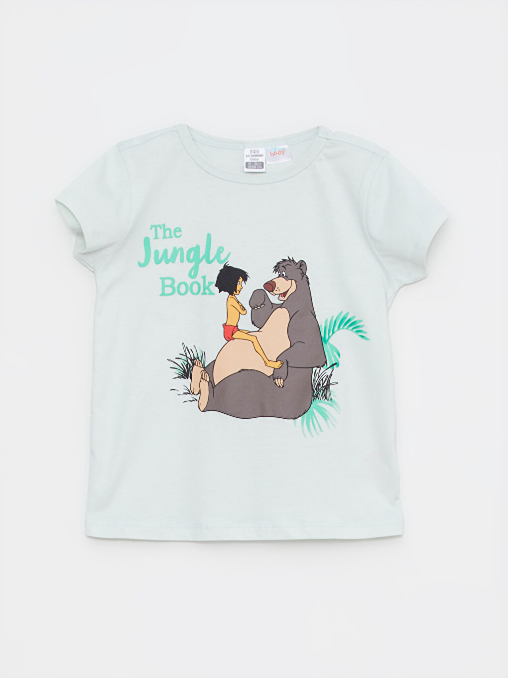 Yeşil Bisiklet Yaka Kısa Kollu The Jungle Book Baskılı Erkek Bebek Pijama Takım-1