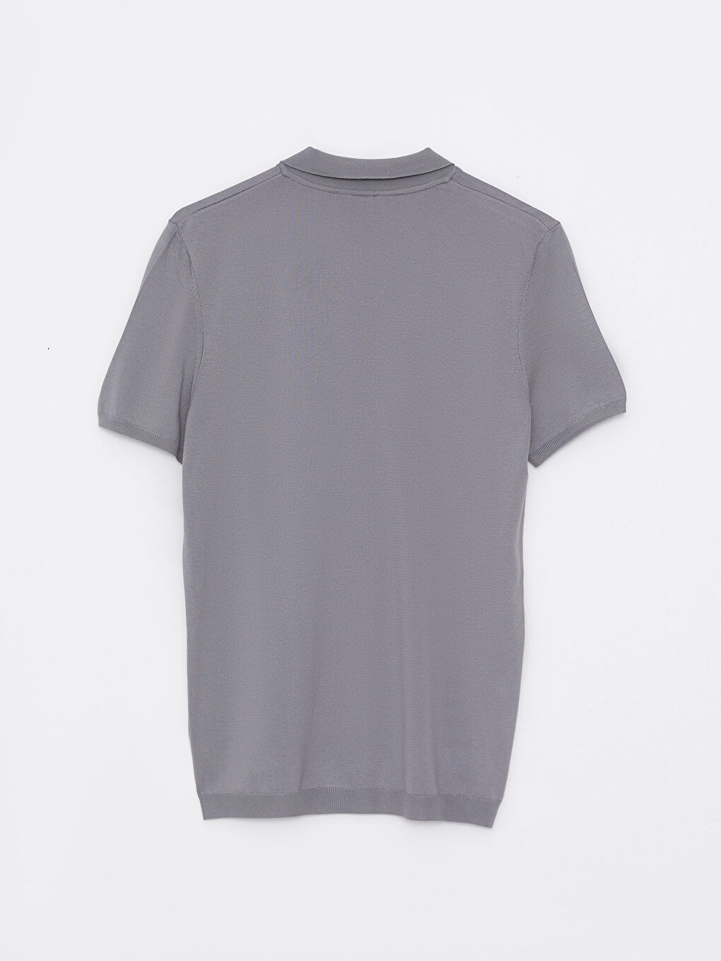 Gri Polo Yaka Kısa Kollu Erkek Triko Kazak-6