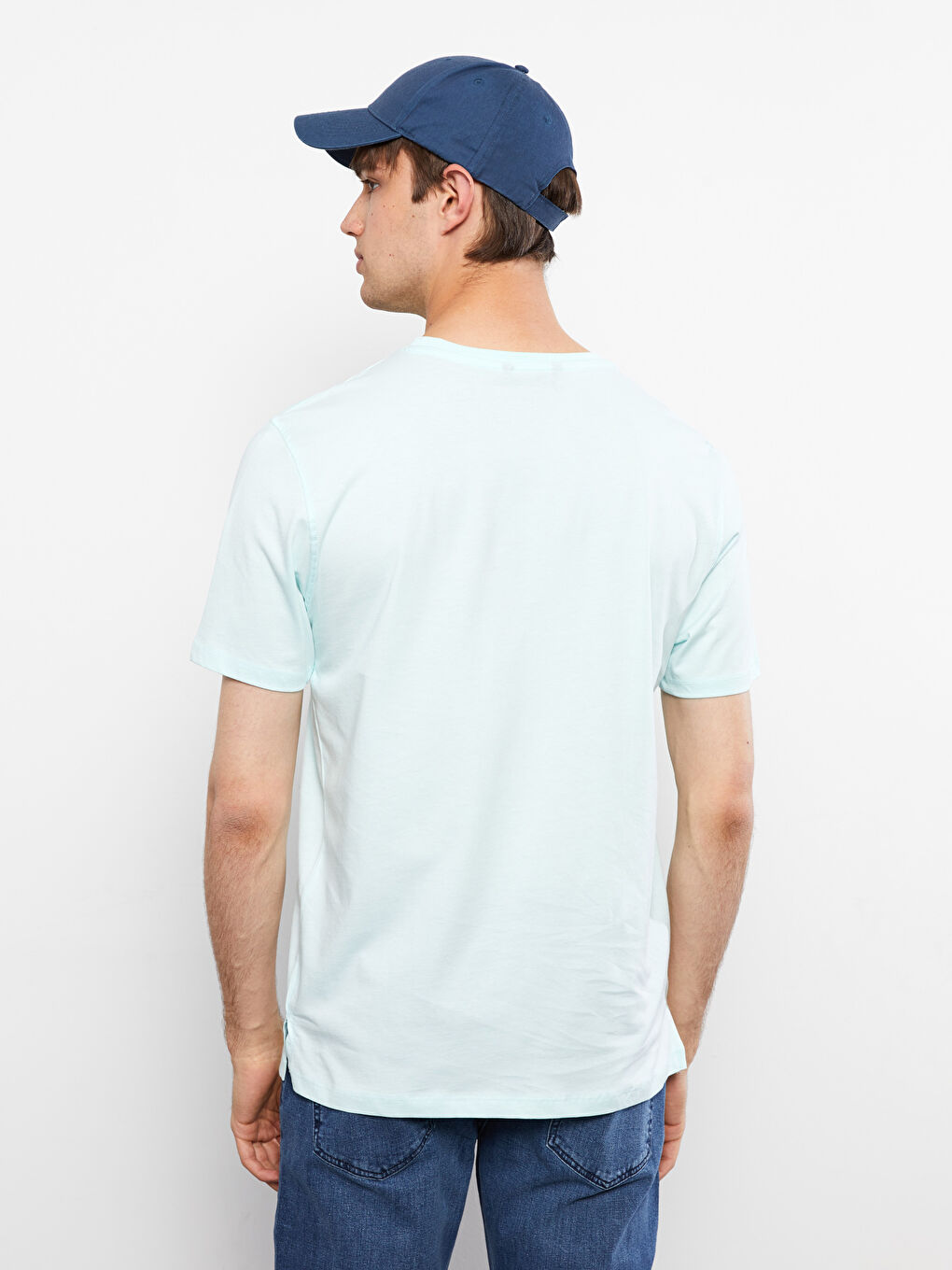 Turkuaz Bisiklet Yaka Kısa Kollu Baskılı Penye Erkek Tişört-3