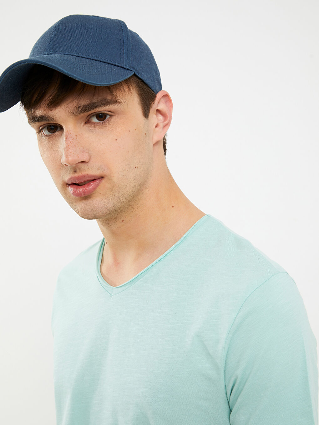 V Neck Short Sleeved Basic Combed Cotton Men's T-Shirt-2