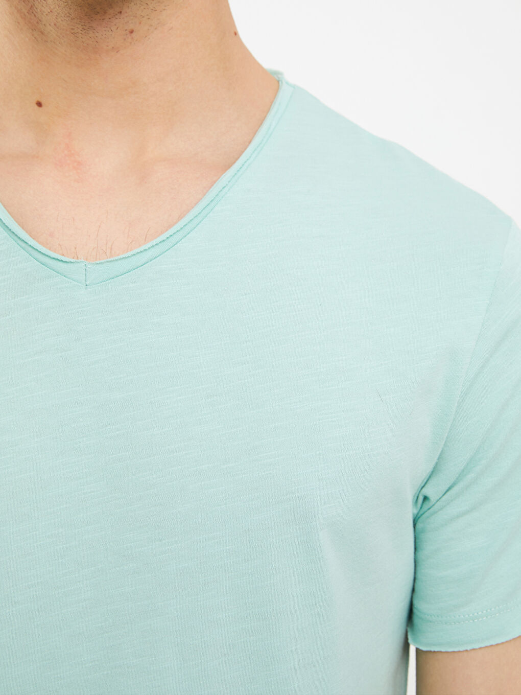 V Neck Short Sleeved Basic Combed Cotton Men's T-Shirt-3