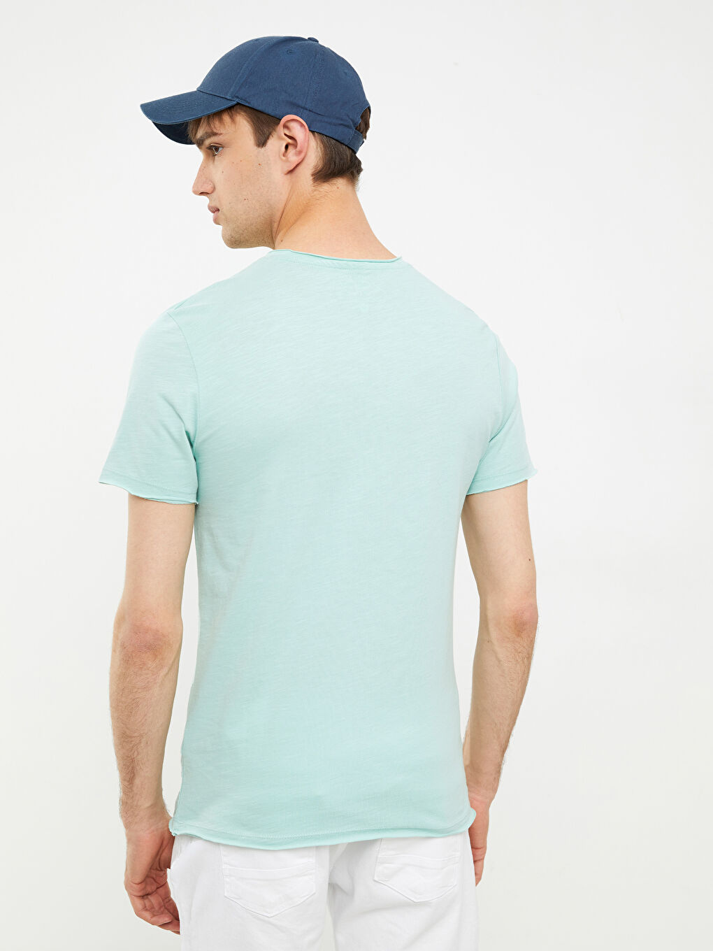 V Neck Short Sleeved Basic Combed Cotton Men's T-Shirt-4