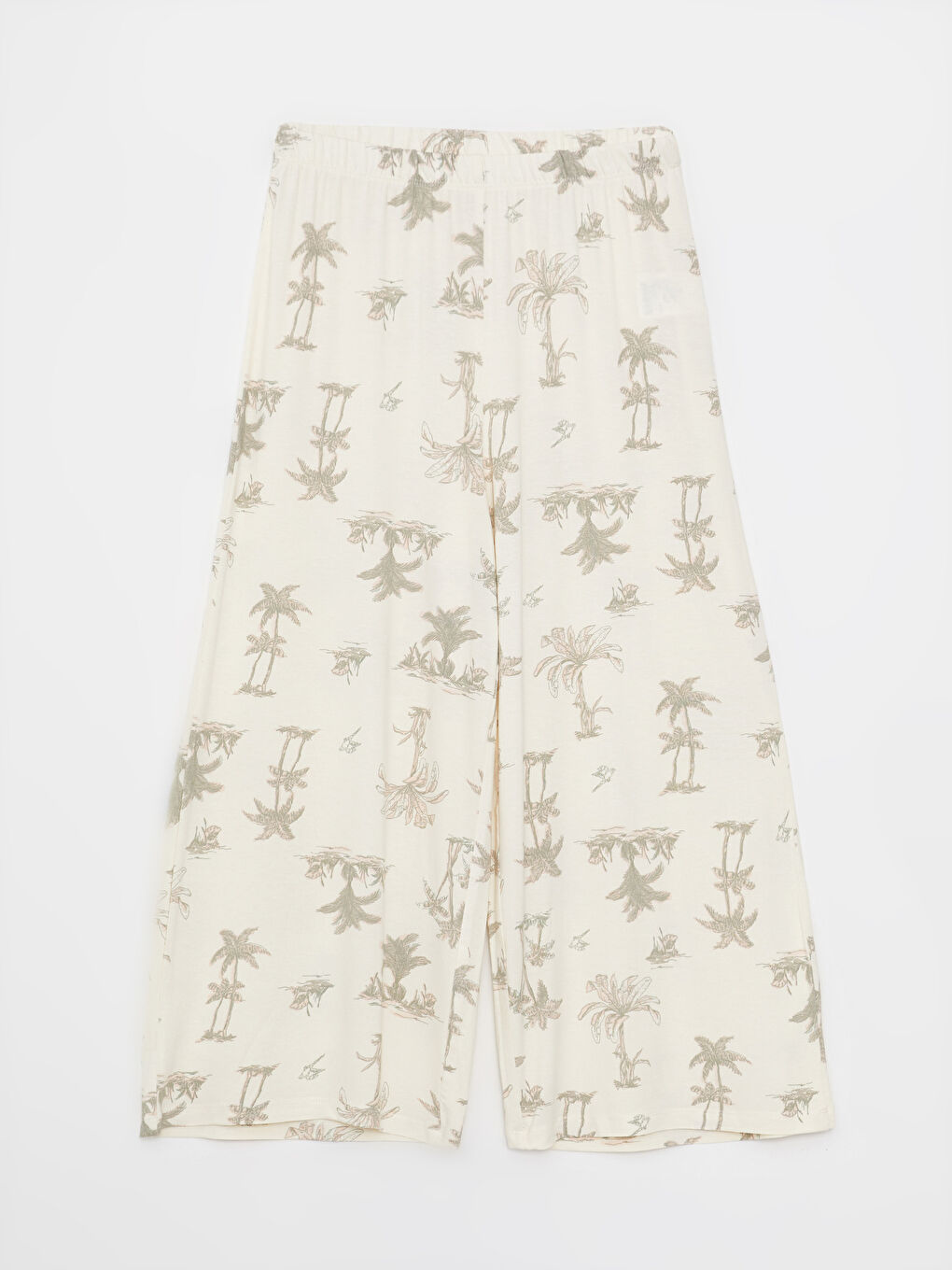 Bej V Yaka Desenli Kadın Pijama Takımı-8