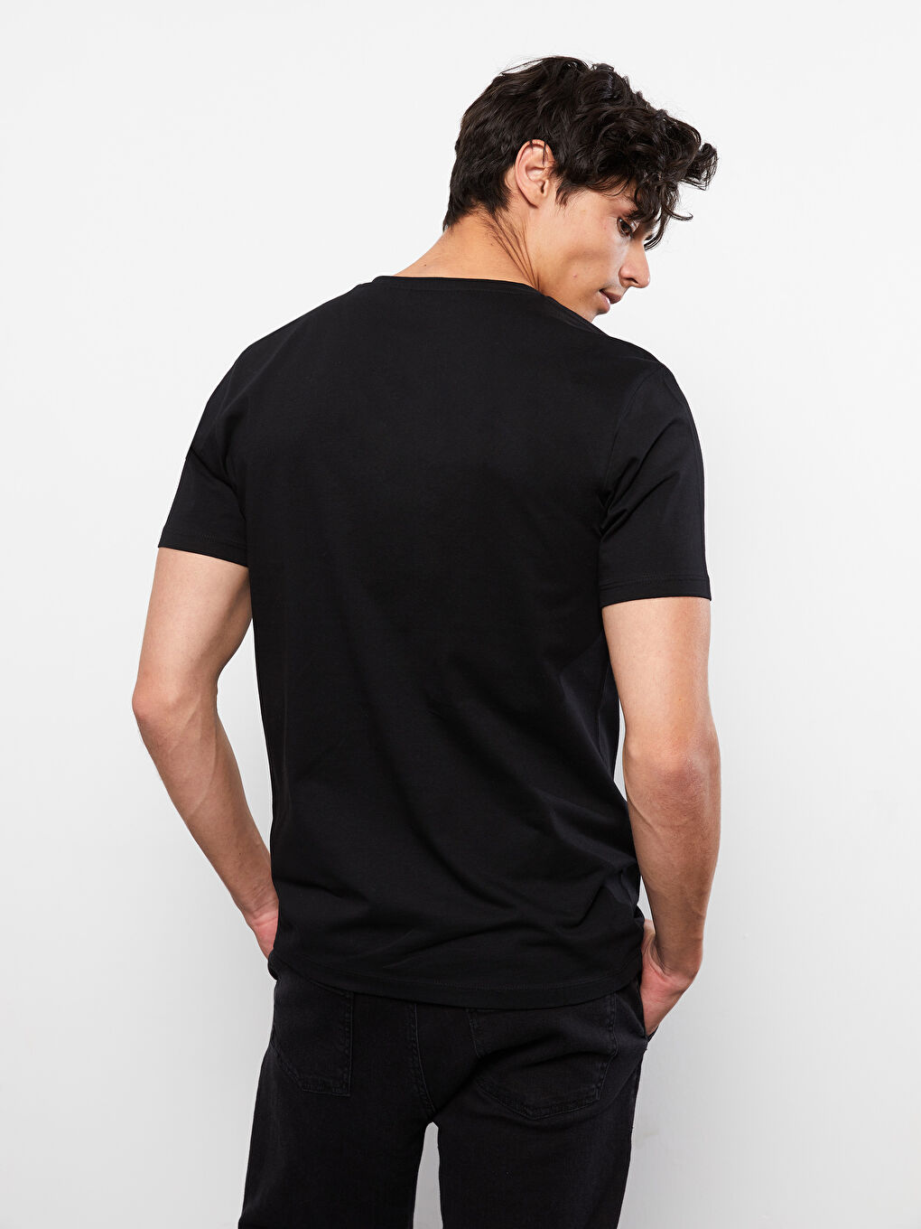 Siyah Bisiklet Yaka Kısa Kollu Game of Thrones Baskılı Penye Erkek Tişört-4