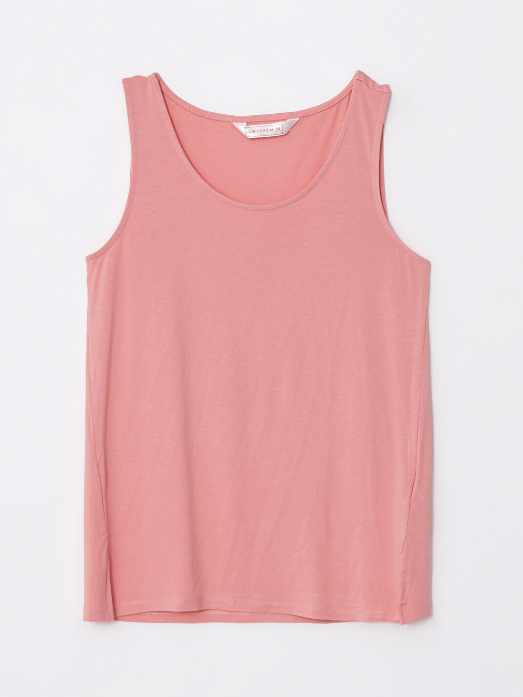 Pembe Kadın U Yaka Düz Kolsuz Pijama Takımı-6