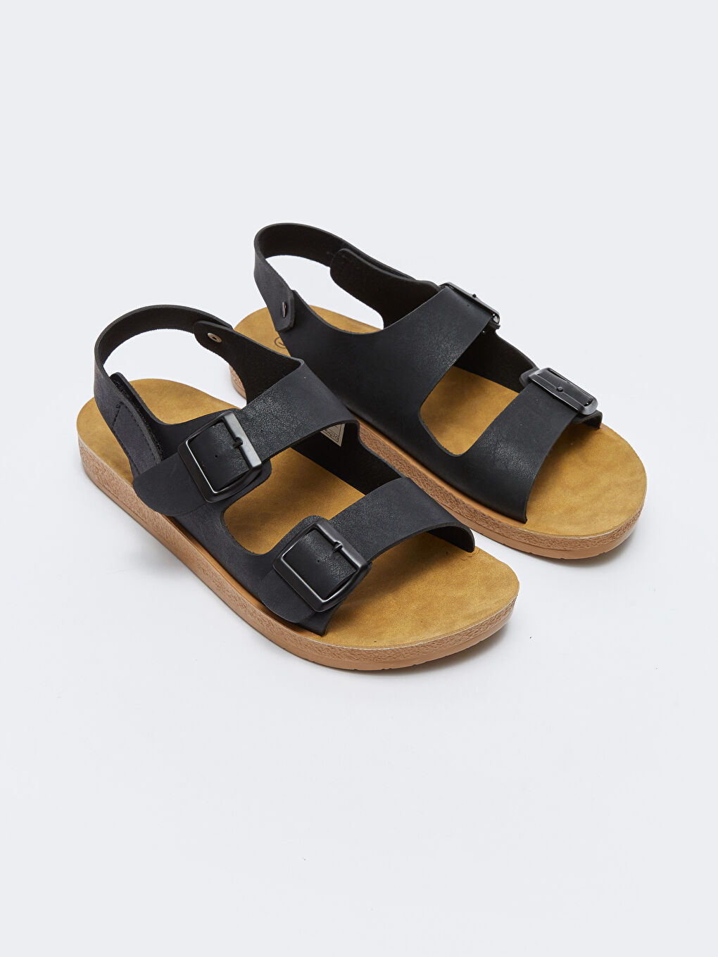 Siyah Çift Bantlı Cırt Cırtlı Erkek Sandalet