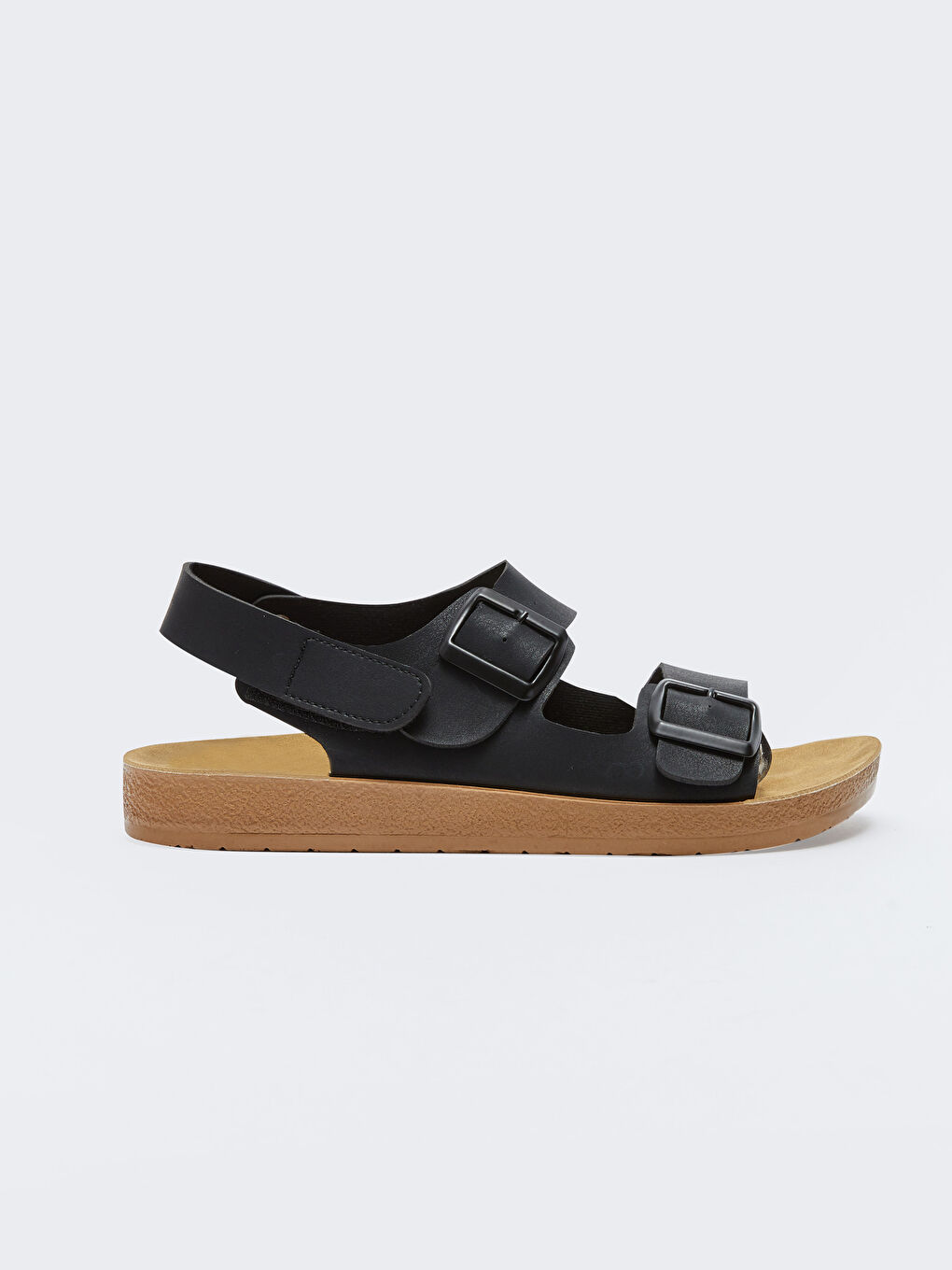Siyah Çift Bantlı Cırt Cırtlı Erkek Sandalet-1