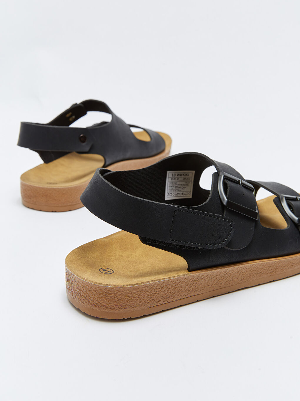 Siyah Çift Bantlı Cırt Cırtlı Erkek Sandalet-4