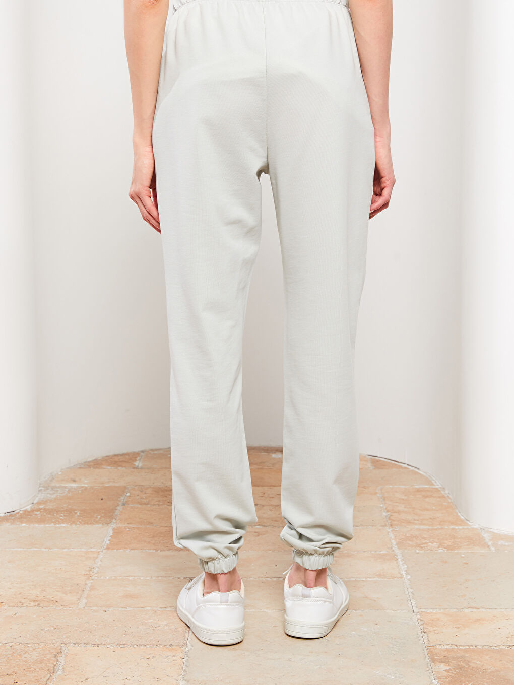 Pantalons de survêtement jogger unis à taille élastiquée pour Femmes-4