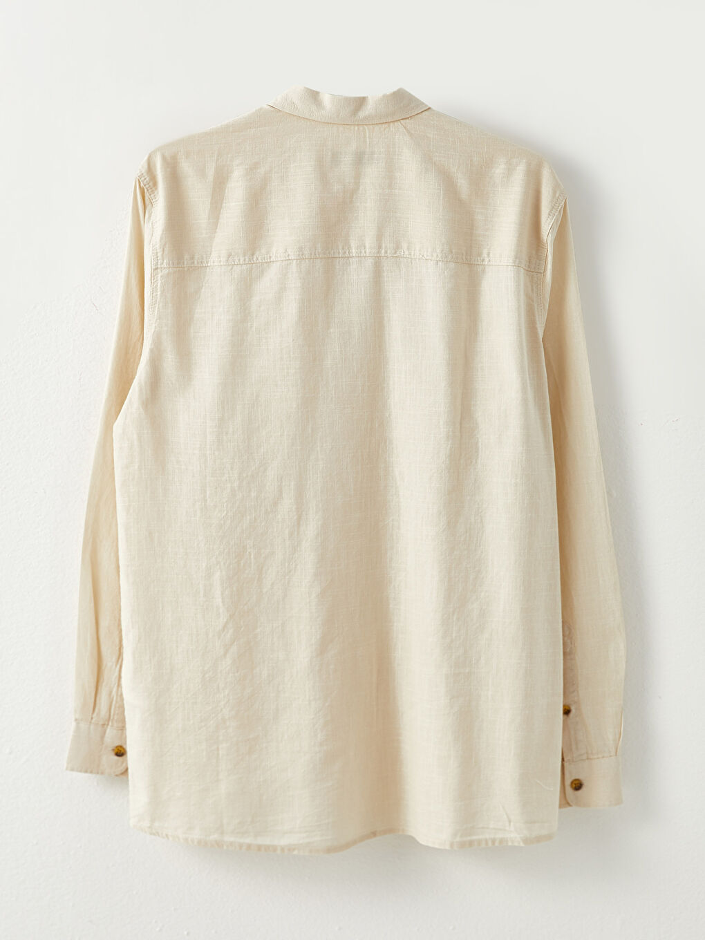 Bej Regular Fit Uzun Kollu Poplin Erkek Gömlek-6