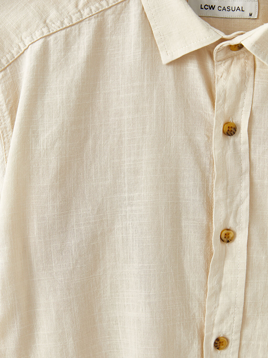 Bej Regular Fit Uzun Kollu Poplin Erkek Gömlek-7