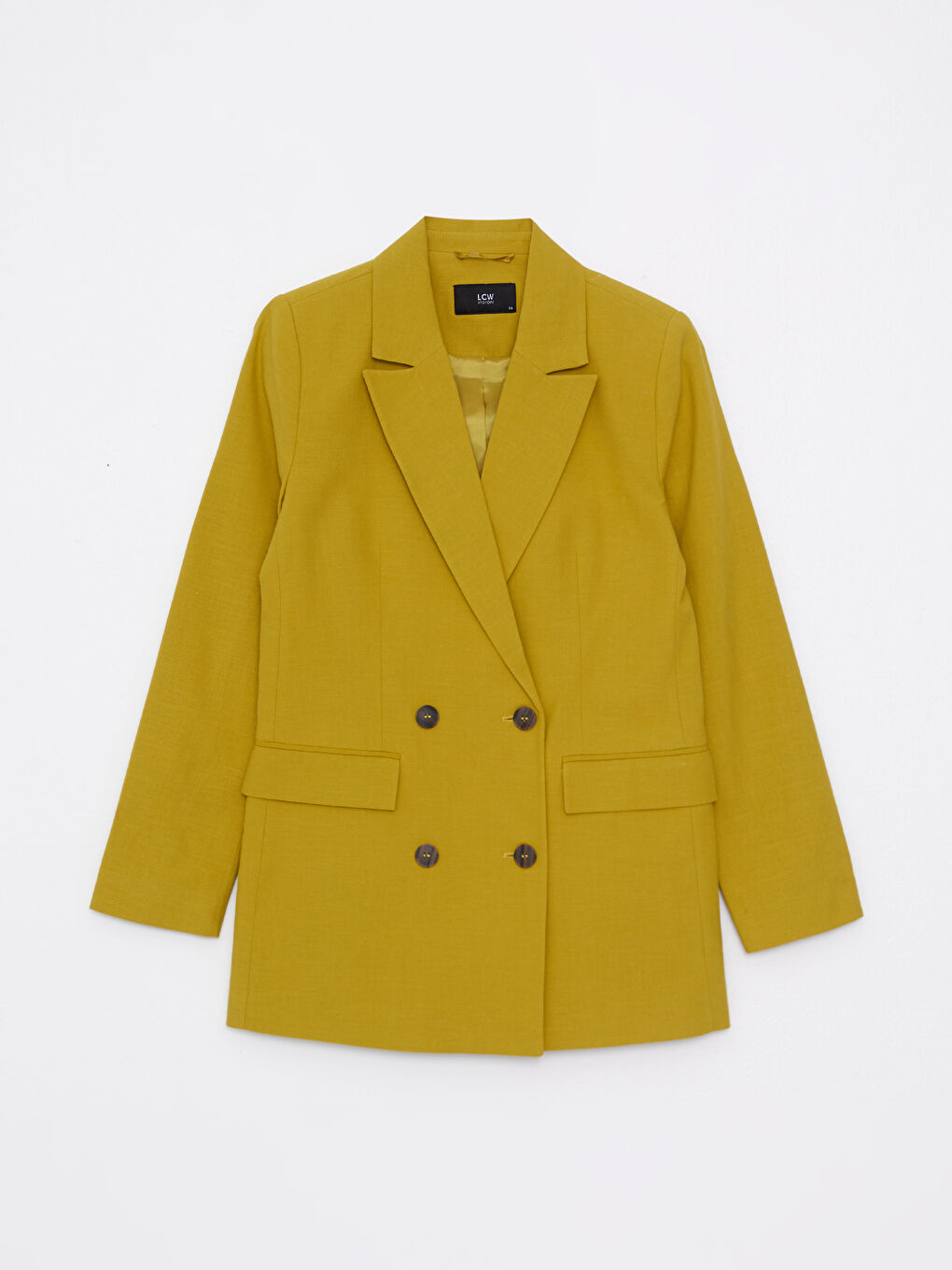 Yeşil Önden Düğme Kapamalı Düz Uzun Kollu Kadın Blazer Ceket-5