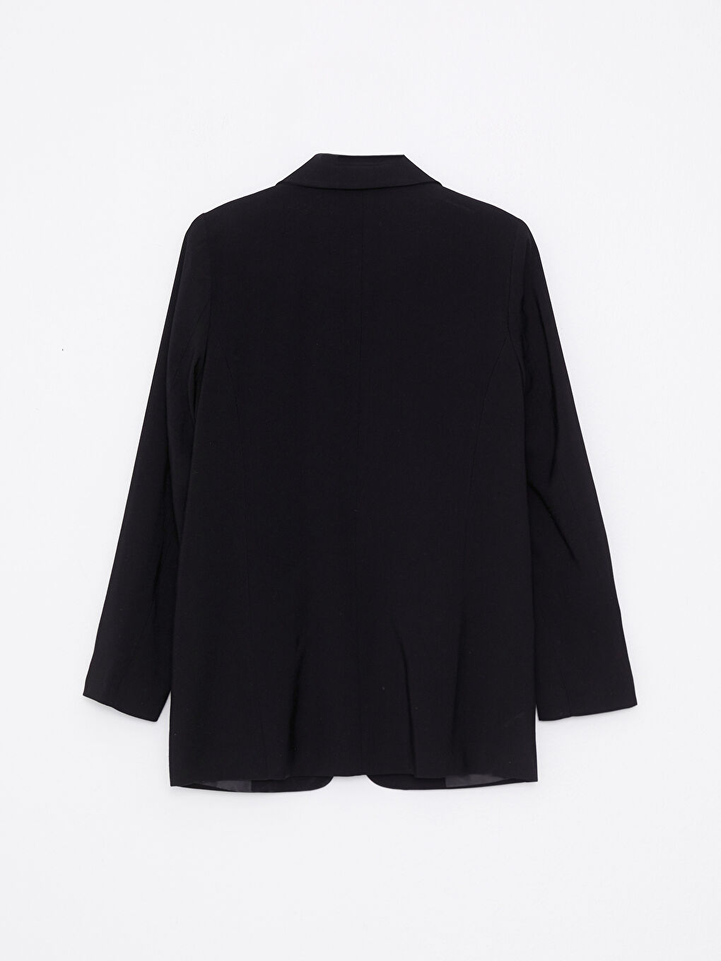 Siyah Önden Düğme Kapamalı Düz Uzun Kollu Gabardin Kadın Blazer Ceket-6